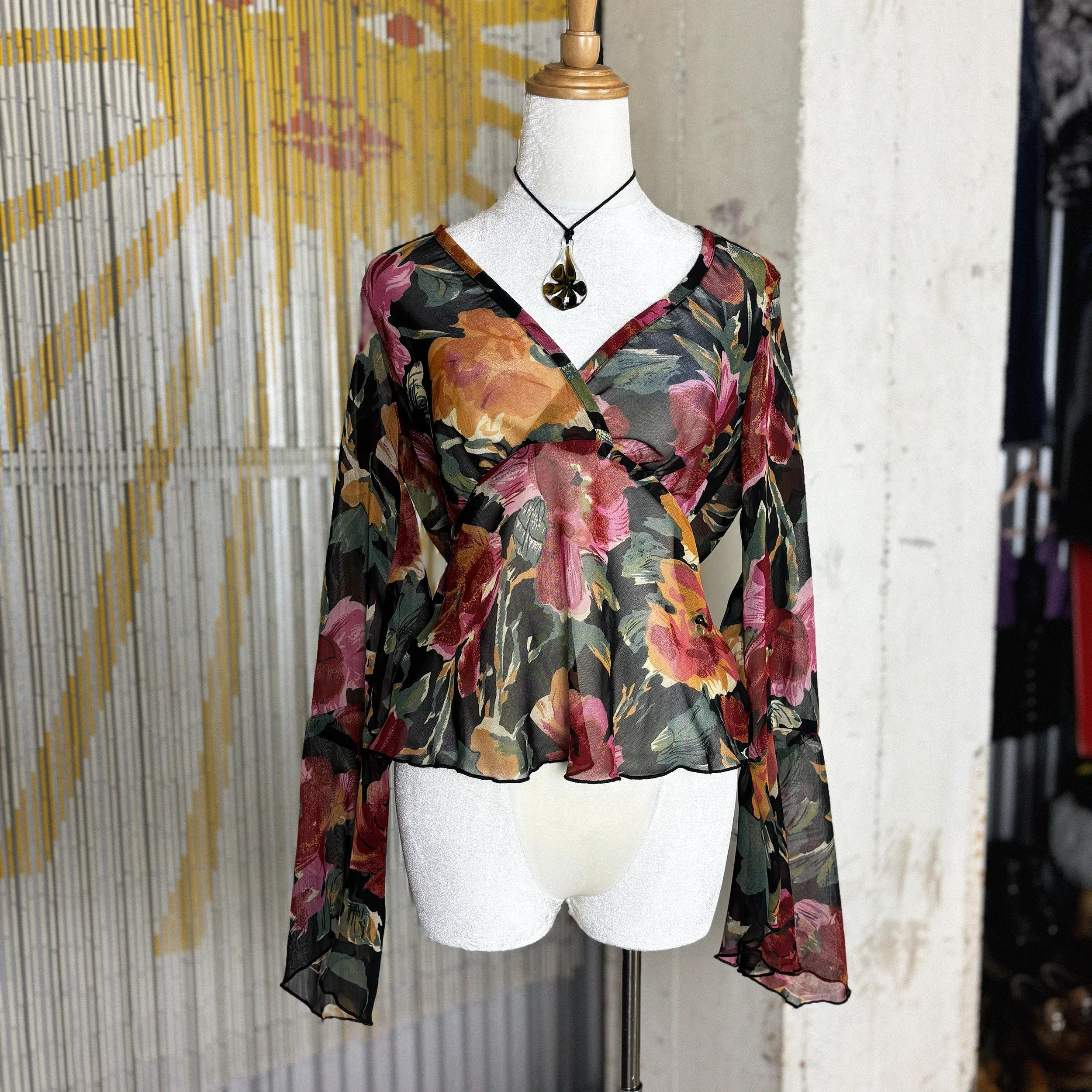90s y2k artsy floral print top by Studio Y / small-medium