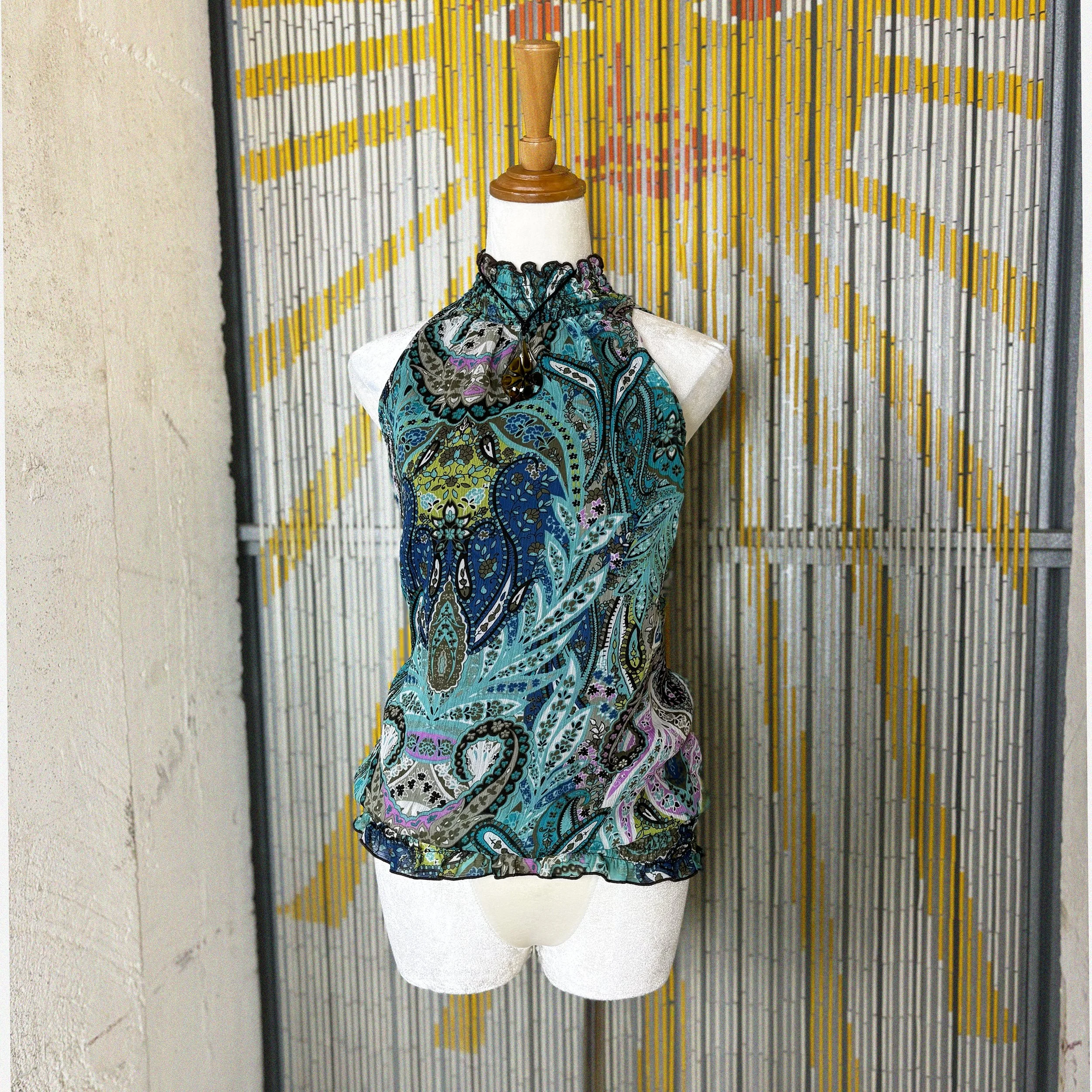 y2k paisley print sleeveless tunic blouse by BCX / small
