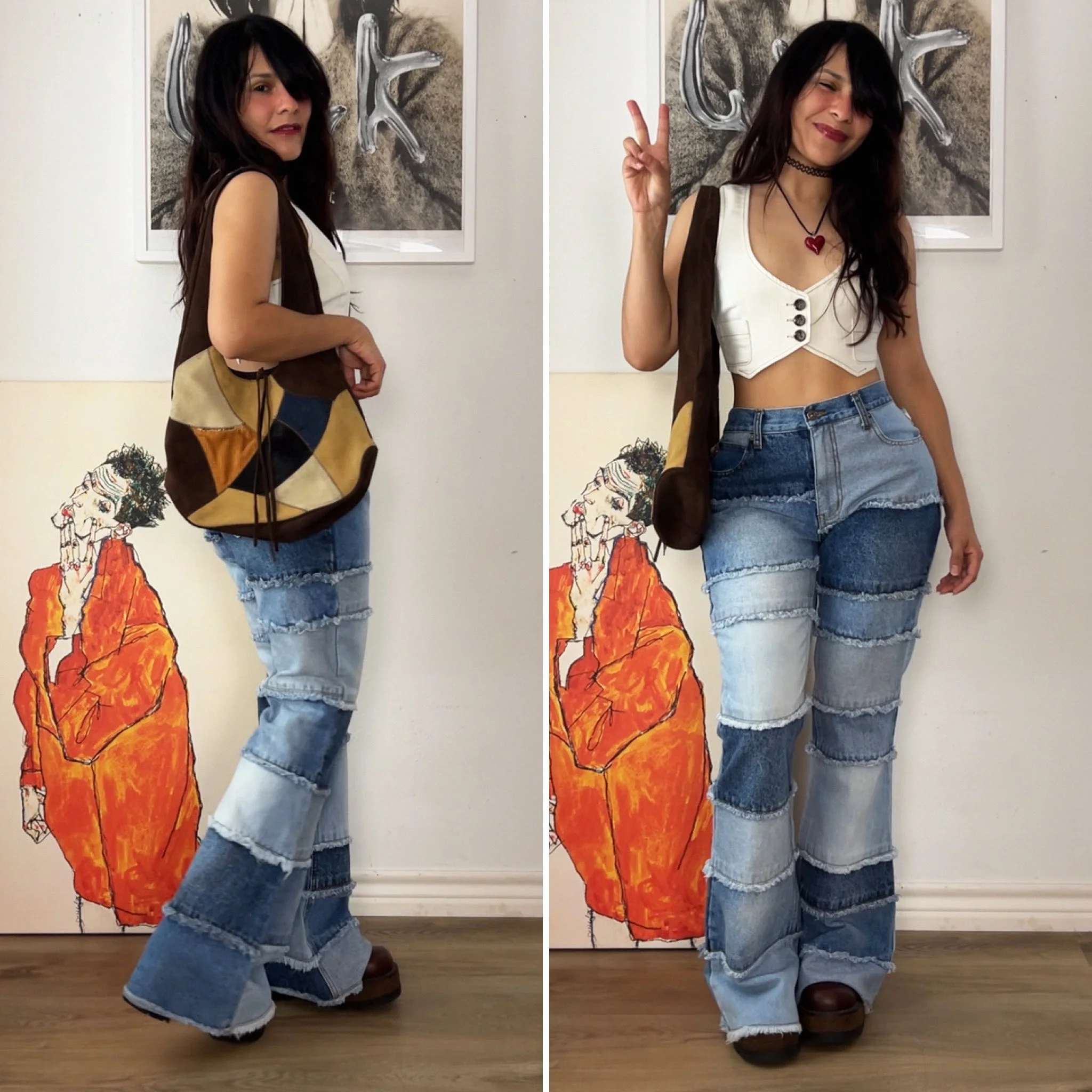 iconic 90s y2k patchwork jeans by Zana Di // medium