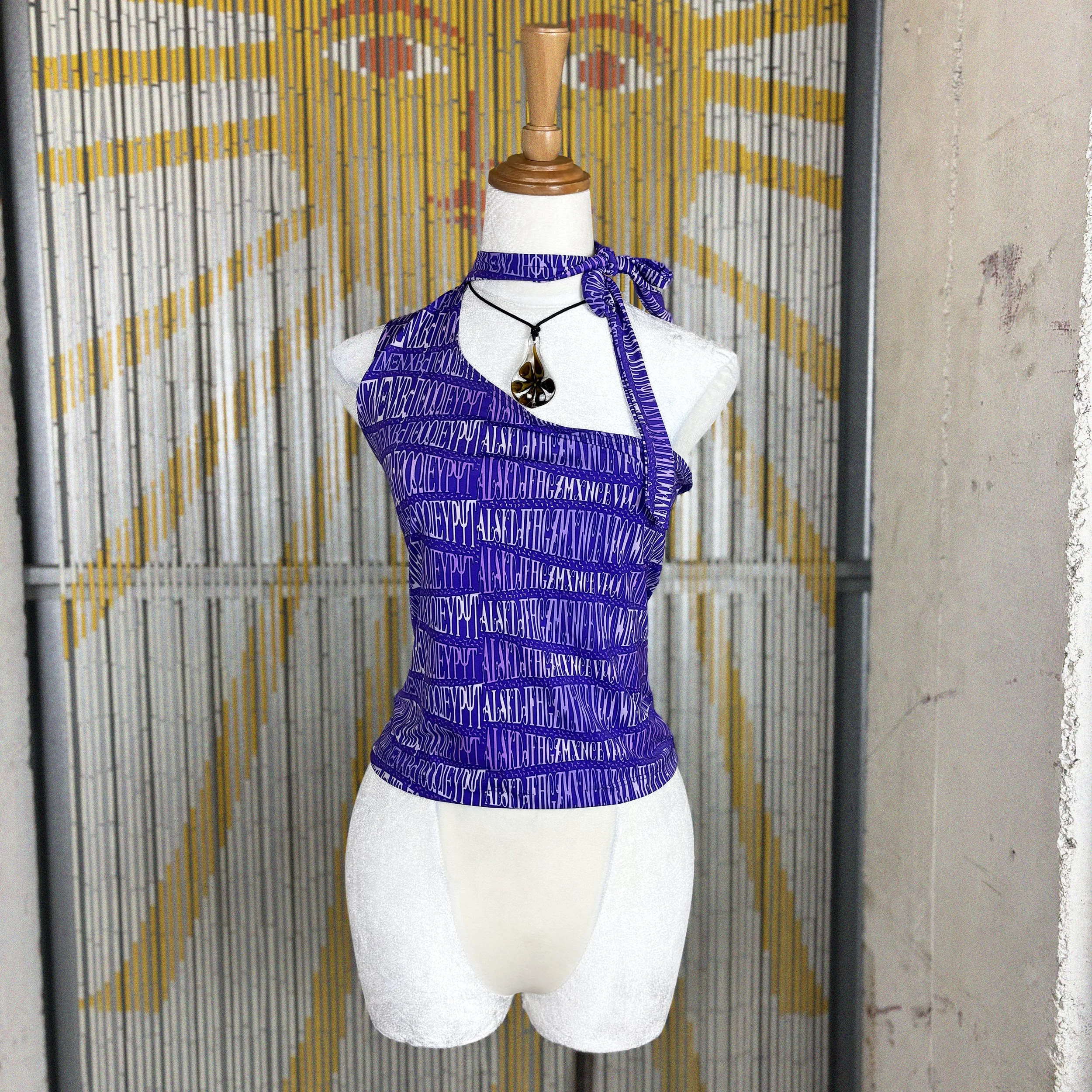 90s y2k one shoulder abstract top by Sirens / small-medium
