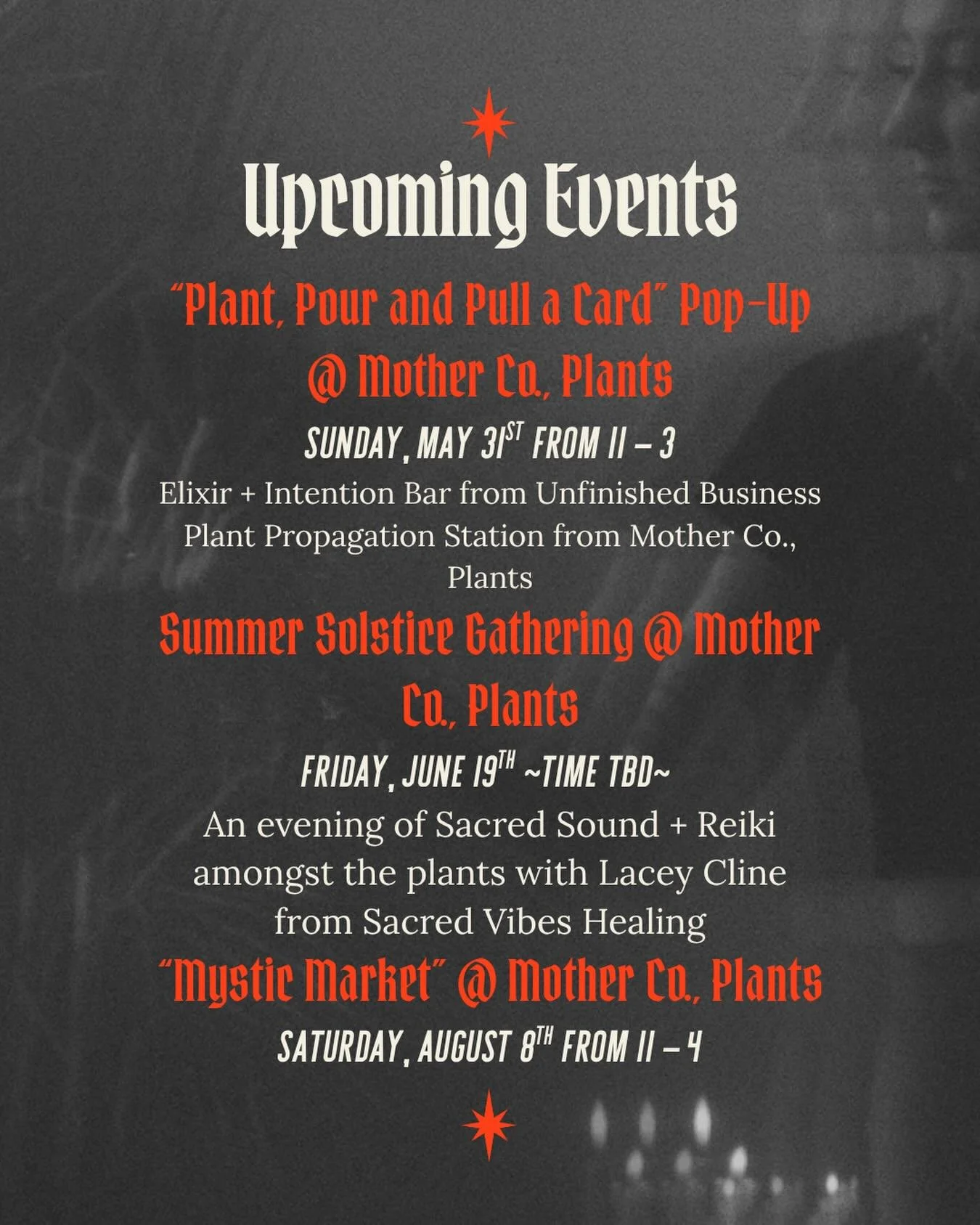 Eeeee!!! ❤️&zwj;🔥✨ MPLS, Come hang with me at these upcoming Summer events!!! Our Summer Solstice Gathering is still in the works, so stay tuned on the details. I would love to see you at our upcoming, Sunday pop-up in a couple of weeks and at our &