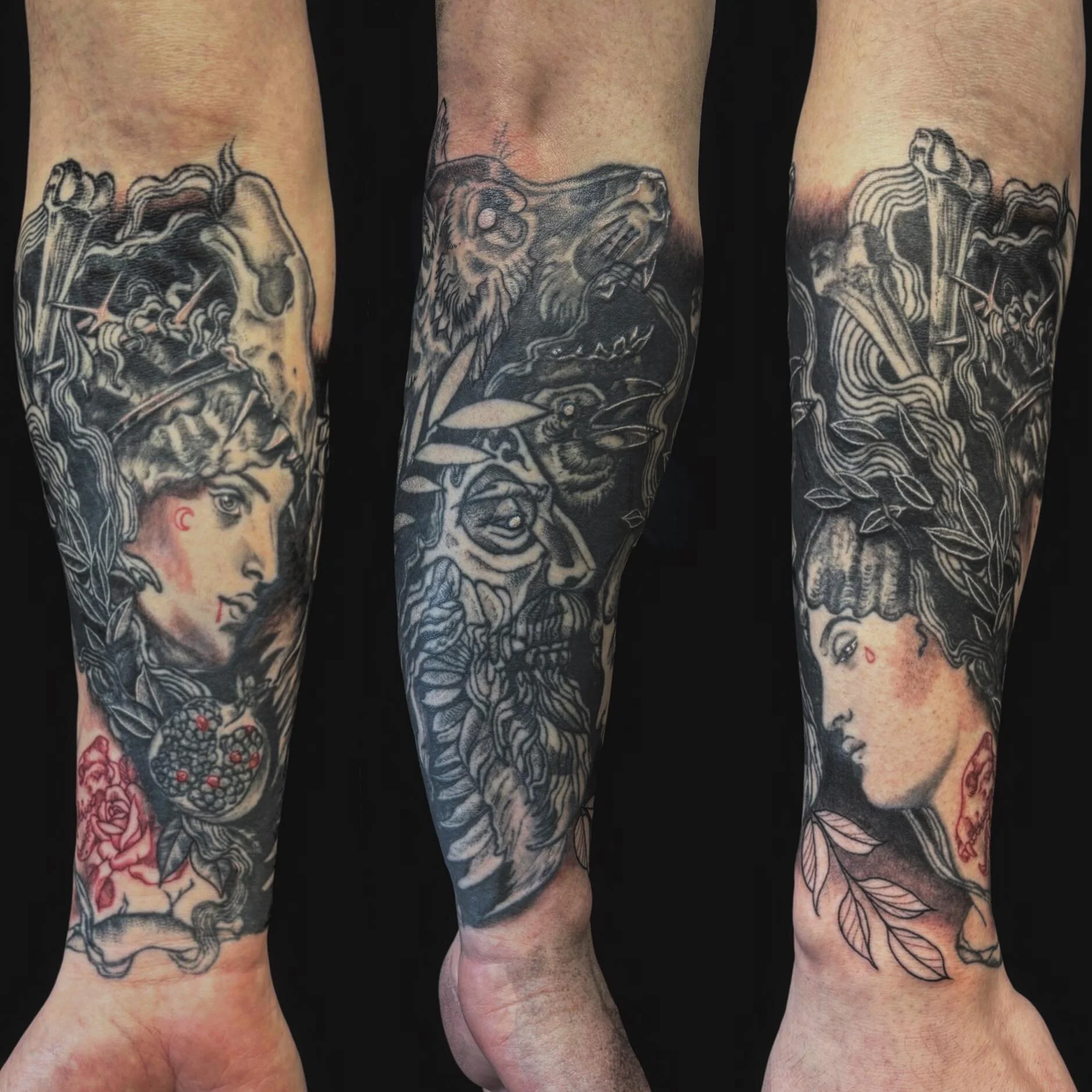 It was SO satisfying finishing the lower half of this sleeve today that we started THREE years ago! Most of this is healed and very settled, but we freshened a few bits off and tidied the edges, onwards and upwards next! 
#tattoo #tattoohalfsleeve #p