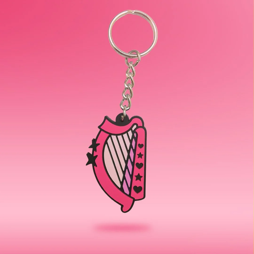 Pink Harp Keyring