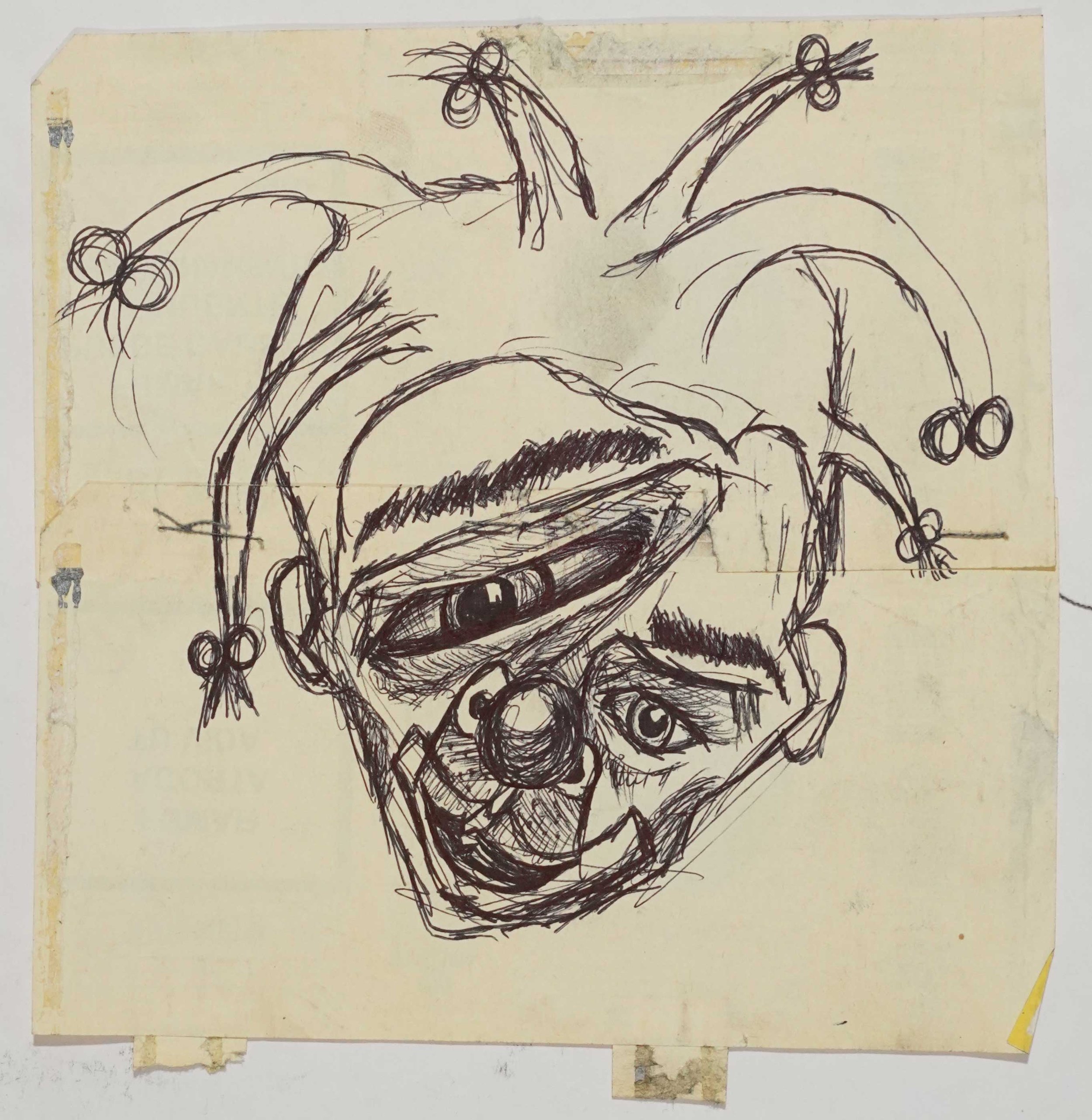 Untitled, 2021. Ink, graphite and pastel on cigarette pack paper. 6.3 x 6 cm
LMP32
