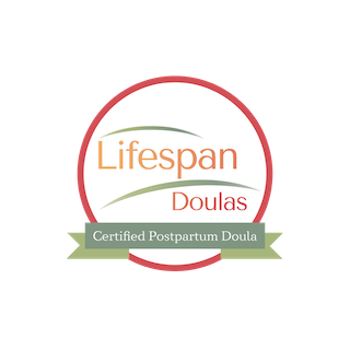 Lifespan Doulas logo with a green banner that reads "Certified Postpartum Doula".