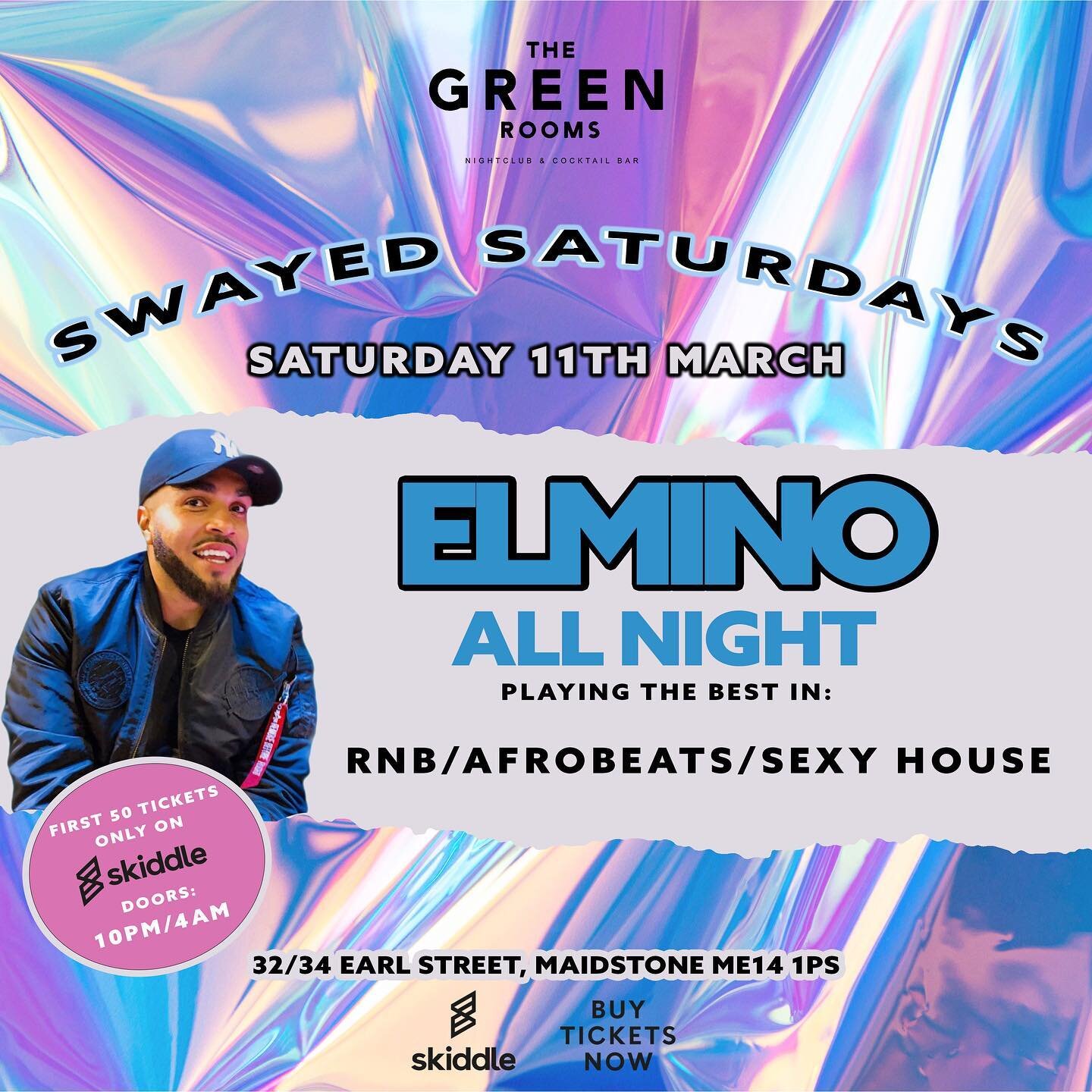 (First 50 Tickets free only on @skiddleuk) THIS SATURDAY CATCH @elmino_dj ALL NIGHT LONG!

Playing the very best in R&amp;B/HIPHOP/AFROBEATS &amp; VOCAL HOUSE. 

There&rsquo;s something for everyone with this international DJ (Ibiza/Greece Resident)
