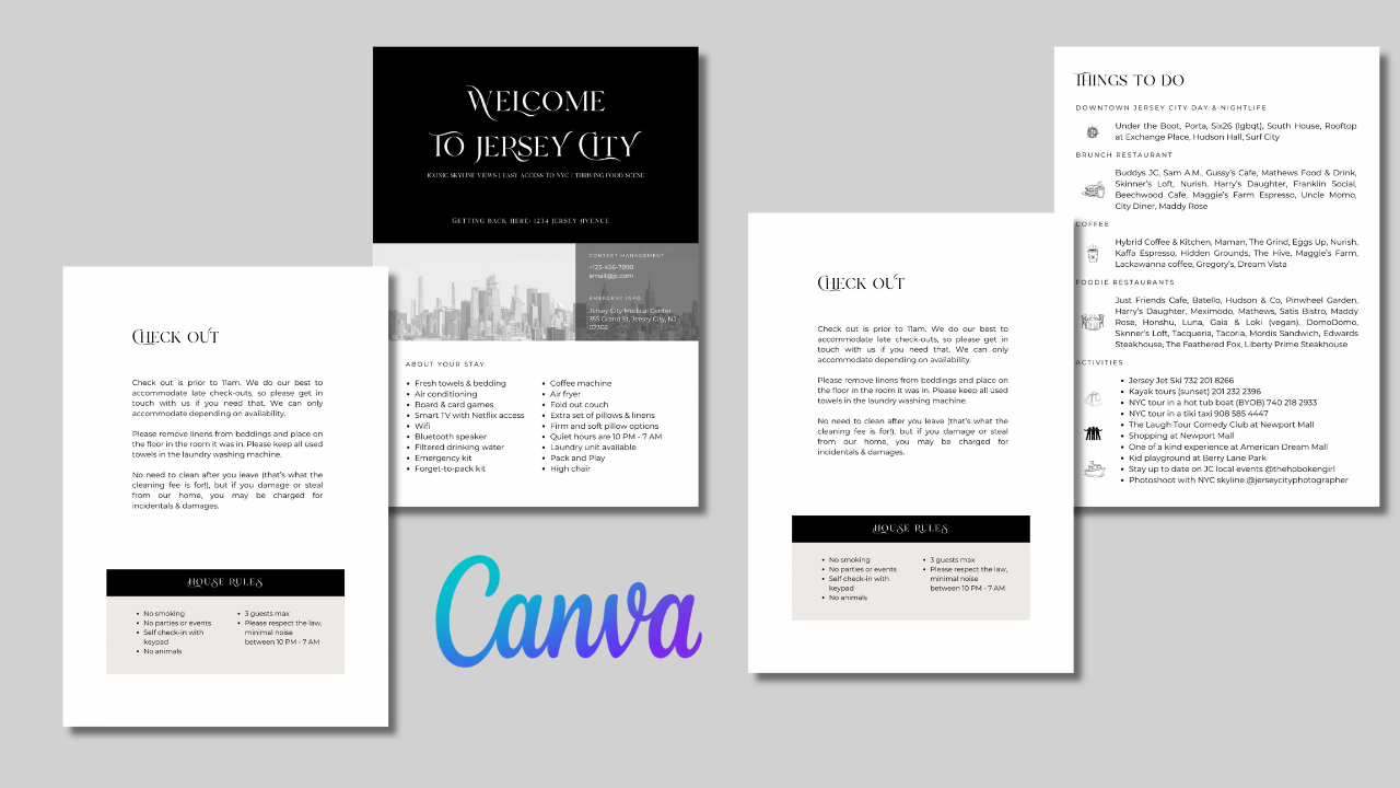 Canva Template for Jersey City Airbnb Hosts | Welcome Guide
