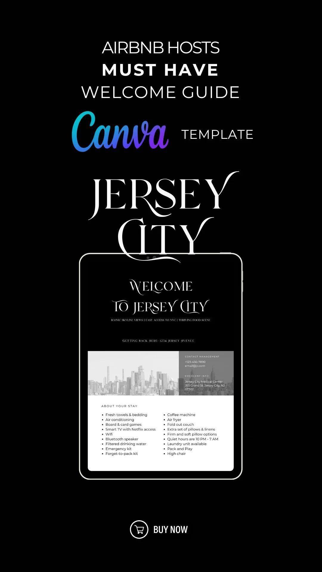 Canva Template for Jersey City Airbnb Host: The Welcome Guide