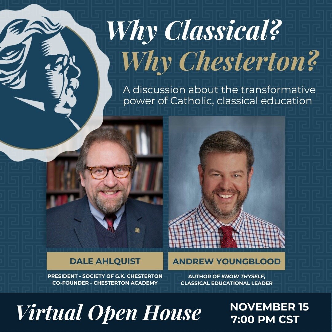 Tune in with us this Wednesday for a lively discussion about the transformative power of Catholic, Classical education! 

REGISTER HERE:
https://chestertonschoolsnetwork.org/virtual-open-house-november-2023

#classical#classicaleducation #christianed
