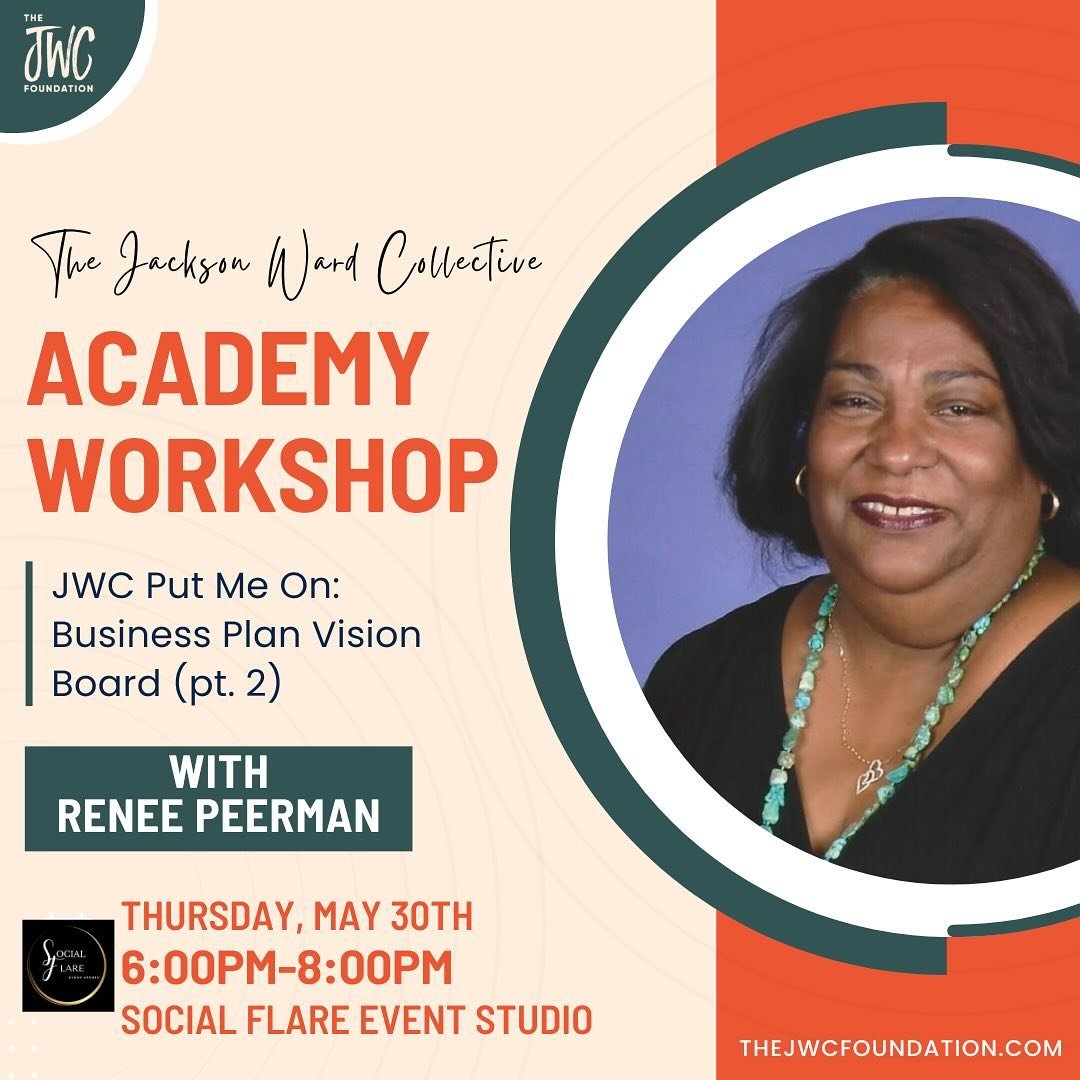 Details on JWC Put Me On: Business Plan Vision Board: pt. 2 ⬇️⬇️⬇️

This in-person workshop at Social Flare Event Studio on Thursday, May 30th, from 6:00pm to 8:00pm promises to be a dynamic and interactive session. The combination of creativity and 