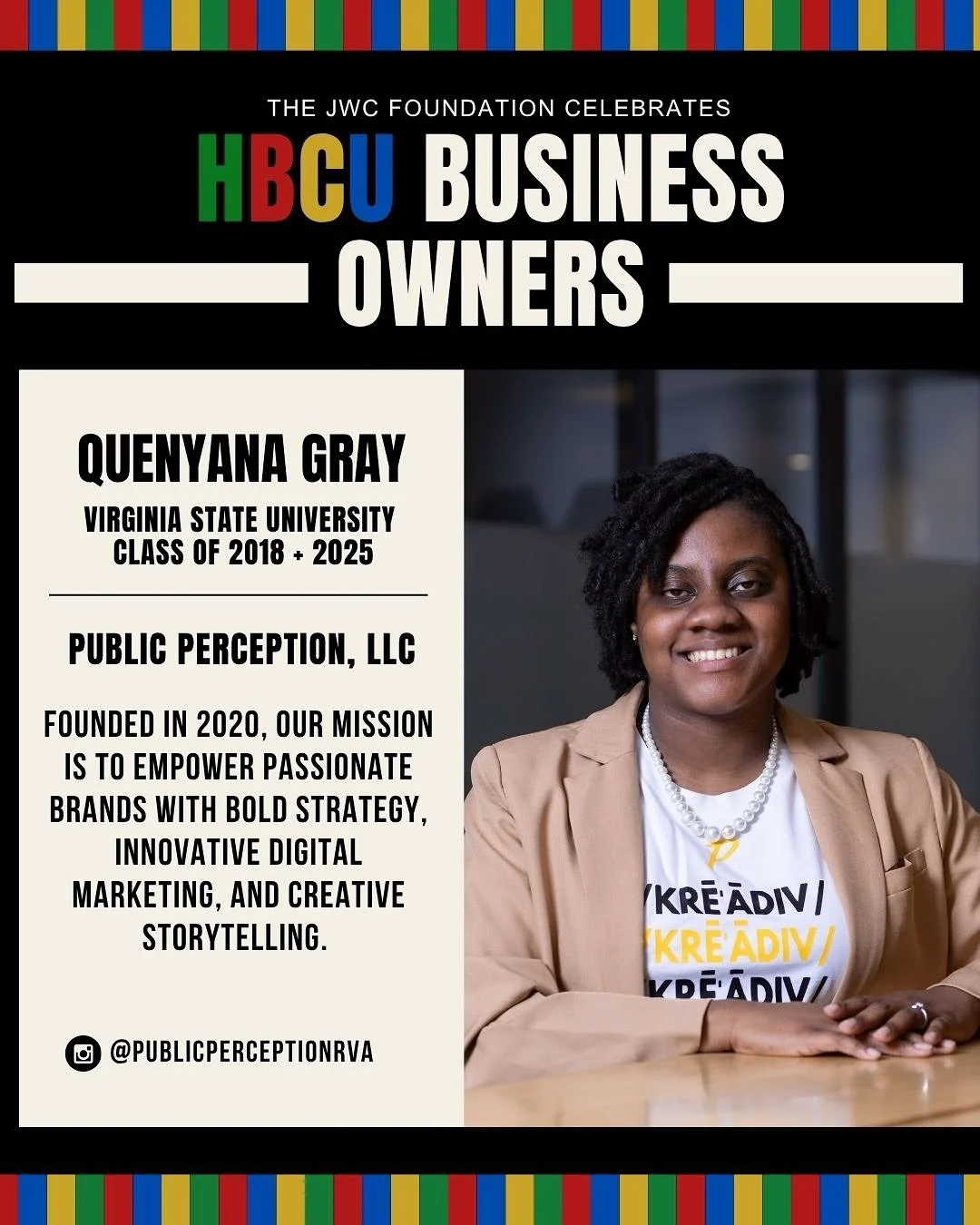 We&rsquo;re still celebrating the greatness of HBCU business owners who are building, creating, and inspiring through entrepreneurship! 💪🏾✨ 

Meet Quenyana Gray (@quenyana_), a proud 2X Virginia State University graduate and alum of our Community B