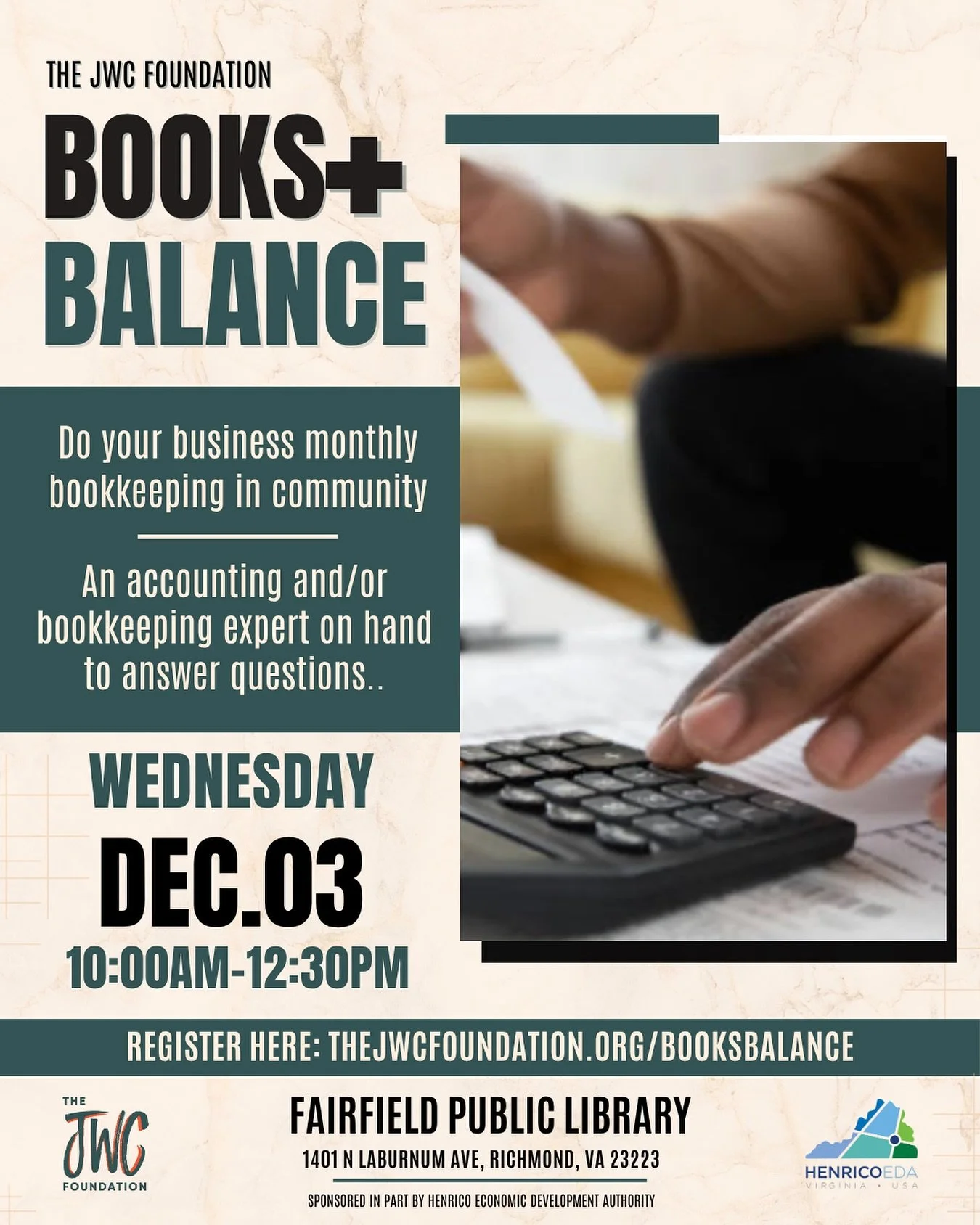 We&rsquo;re just two weeks away from our final Books + Balance session of the year &mdash; and you don&rsquo;t want to miss it!

Tax season is approaching, so now is the perfect time to get those receipts organized, invoices closed out, and books cle
