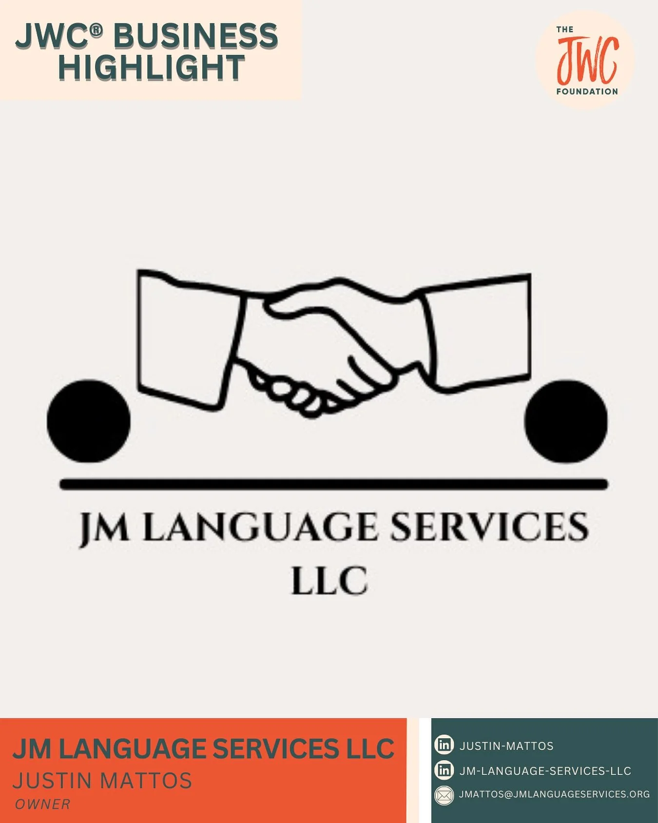 This month, we&rsquo;re excited to highlight JM Language Services LLC, founded by Justin Mattos, a Richmond-based translation service specializing in Spanish and French to U.S. English document translation.

Founded in 2015, JM Language Services was 