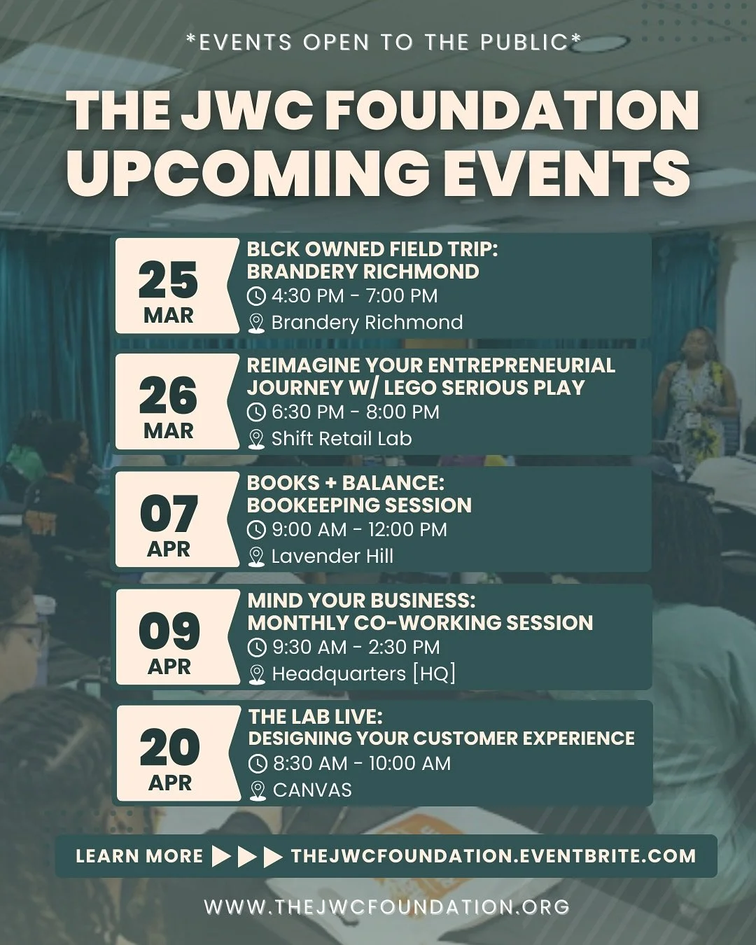 We&rsquo;ve got a full lineup of opportunities to help you stay organized, think strategically, and stay connected to community. Whether you need time to get your books in order, space to focus, or hands-on learning, we&rsquo;ve got something for you