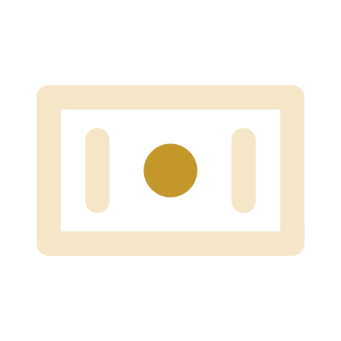 Orange circle with a white dollar bill icon and the number 1 in the center