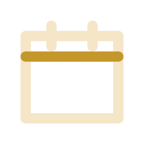 Calendar icon with a white calendar symbol on an orange circular background.
