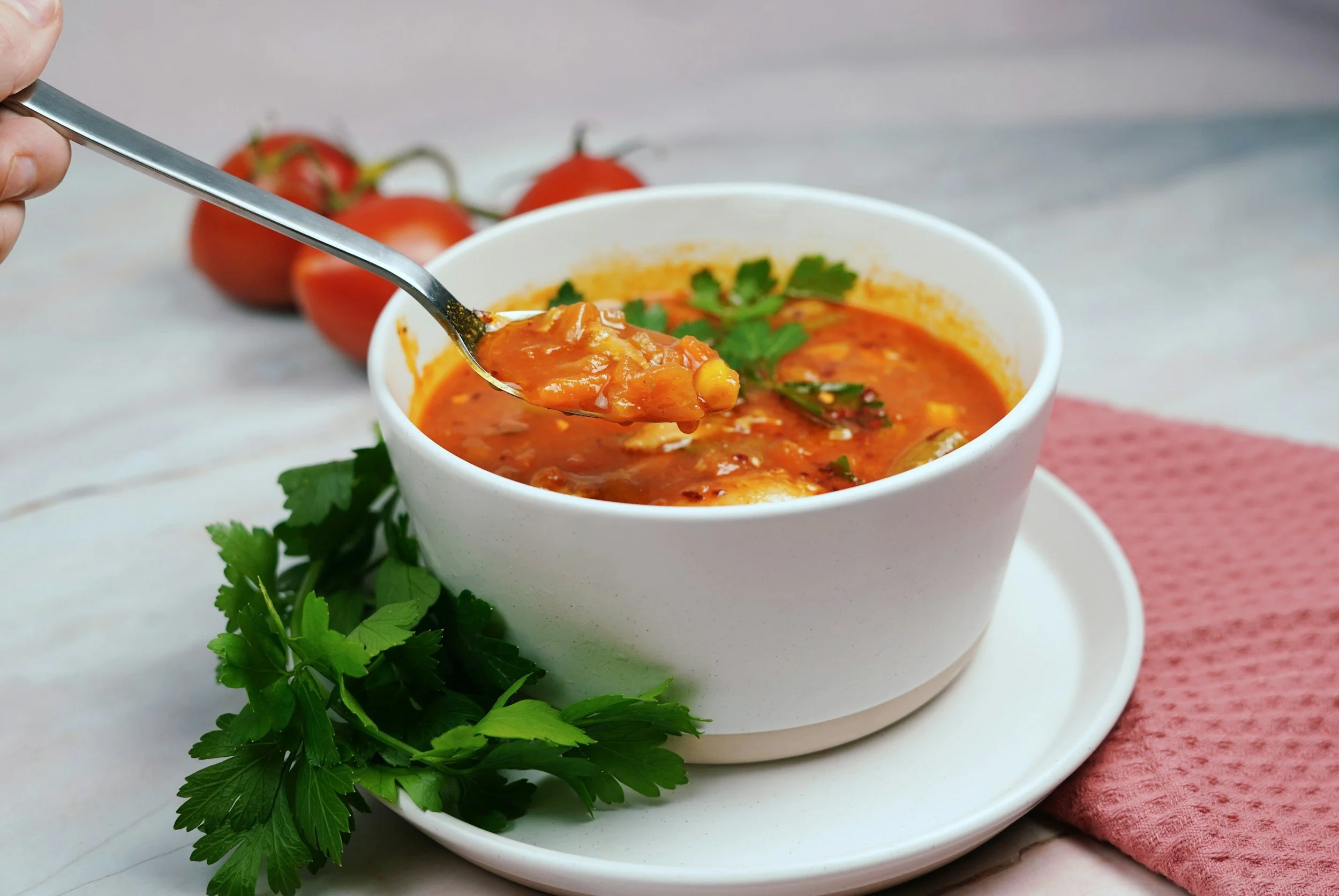 High-protein, high-fiber soup