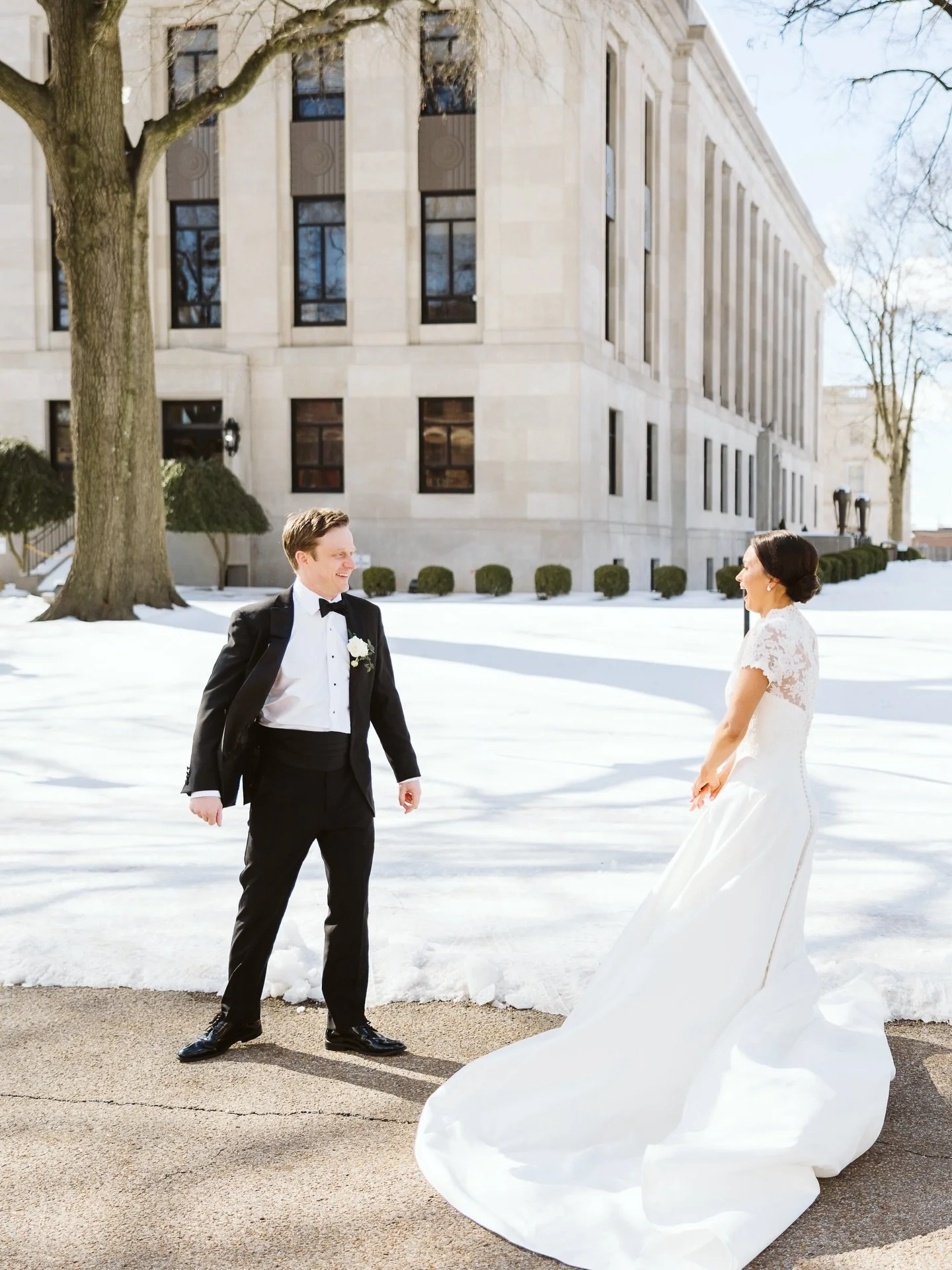 A snowy, winter wonderland wedding for the Spruills! Molly wore a silk Martina Liana gown with a cap sleeve, French lace bolero. Molly, you made such a gorgeous bride and the snow took your look to the next level!

ML Bride &mdash; @mollymaroneysprui