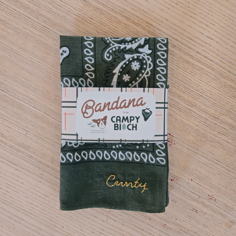 Dark Green Paisley Bandana — Hand Embroidered (Cunty)