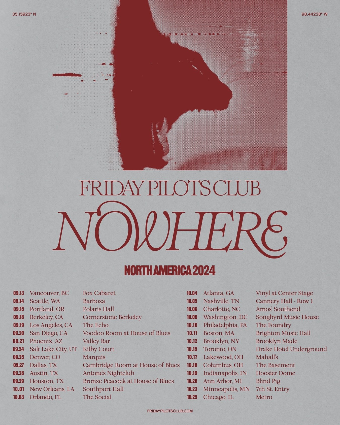 THE NOWHERE TOUR // FALL 2024 

PRESALE STARTS TUESDAY AT 10AM LOCAL // 
TIX ON SALE FRIDAY