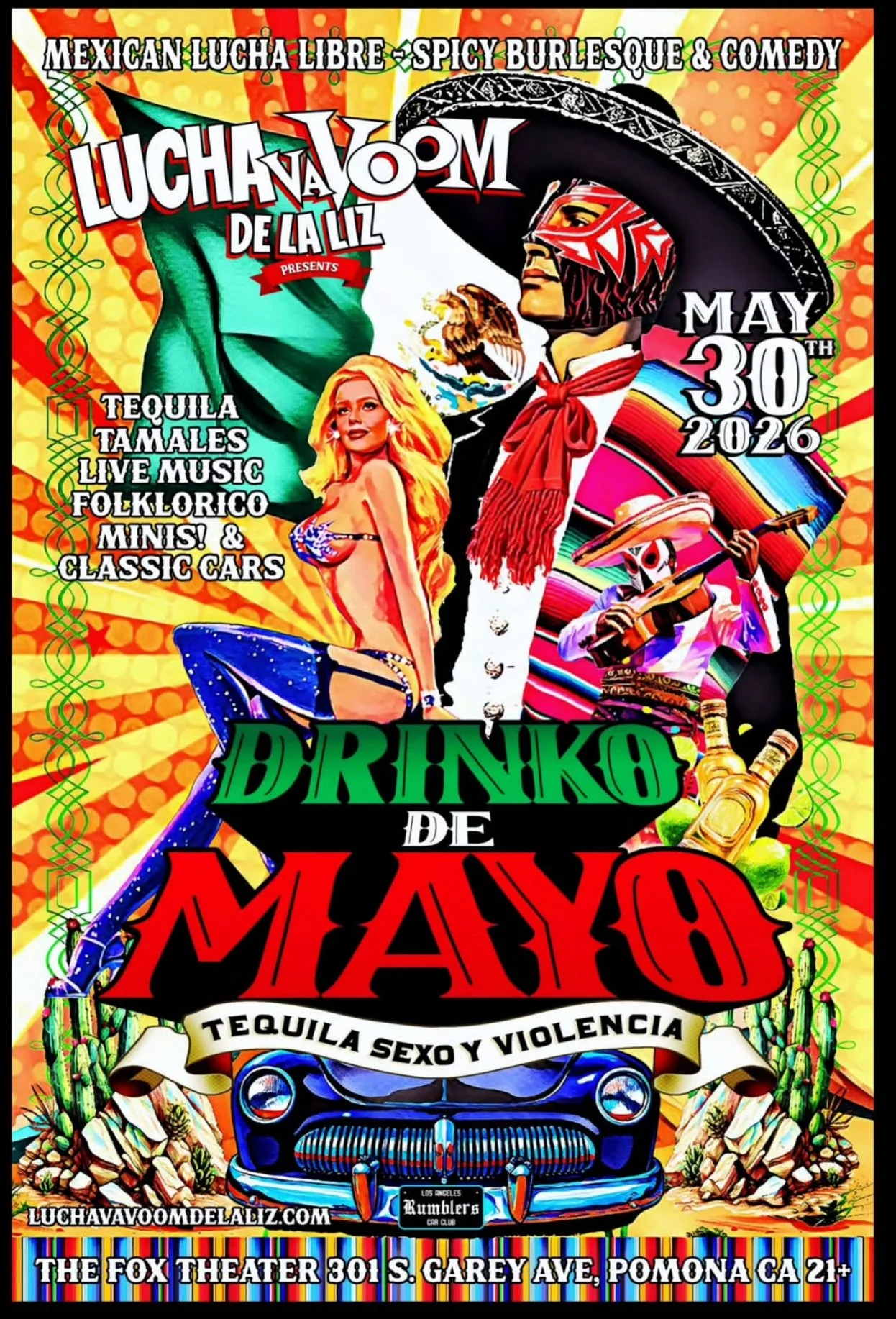 Lucha VaVoom de La LizDrinko de Mayo Fox Theater Pomona