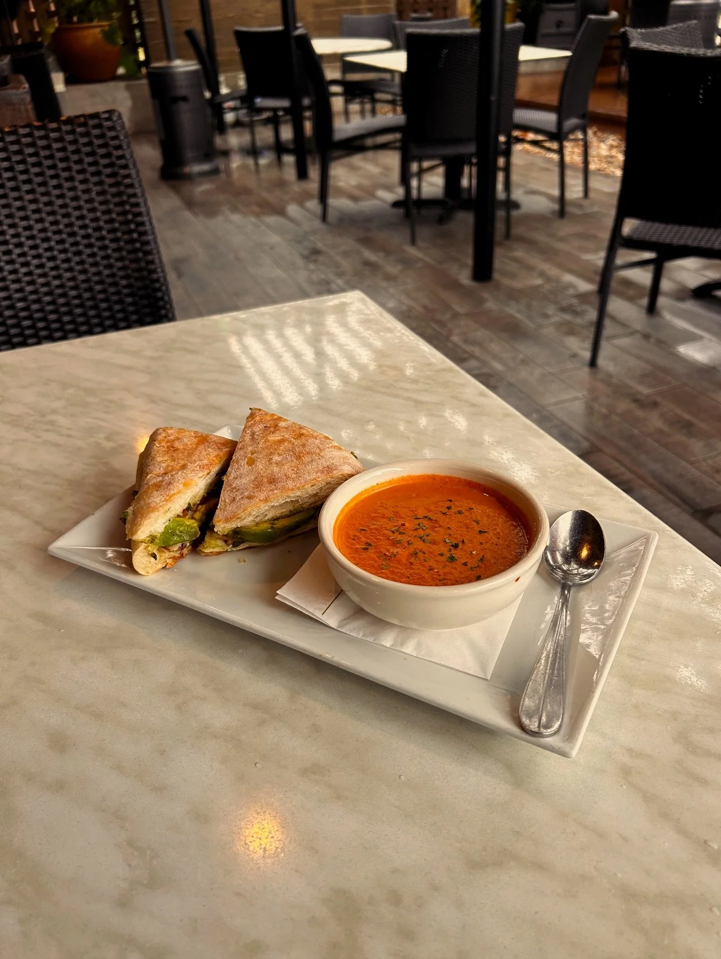Cold weather calls for the classics.

Our Turkey Panini + Tomato Bisque combo is the warm, comforting plate you didn&rsquo;t know you needed. 

Come warm up at Napa Flats 🪵🍴🔥

#collegestationrestaurant #napaflats #napaflatswoodfiredkitchen #aggiel