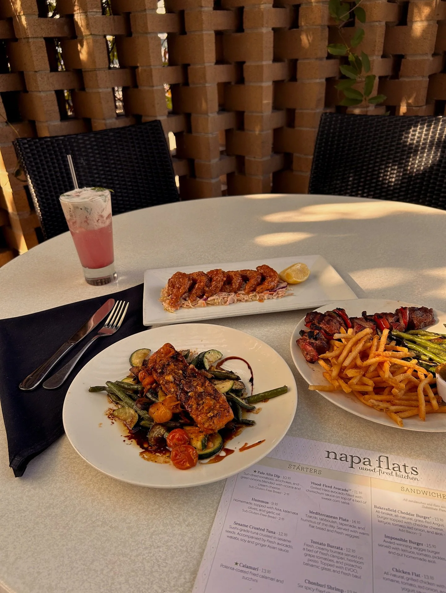 A table that doesn&rsquo;t miss.

From wood-fired salmon and steak skewers to our chomburi shrimp&mdash;this is how Napa Flats does it. 

Join us today for lunch or dinner 🍽️