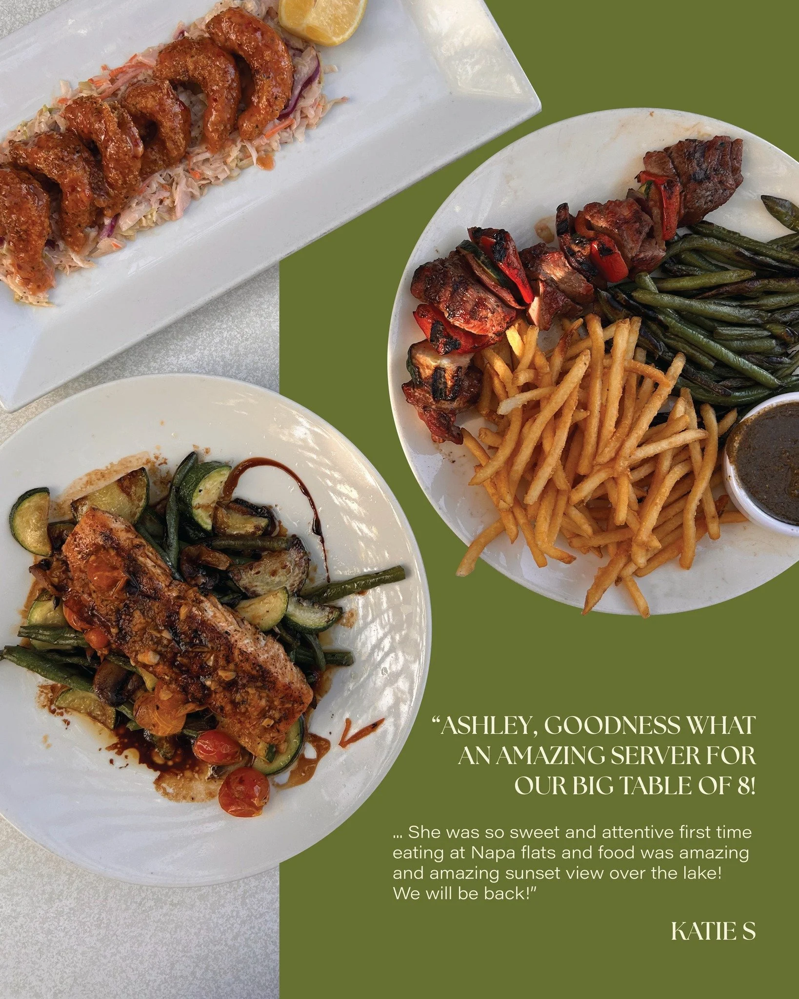 Thank you Katie S for an amazing review highlighting one of our amazing waitresses! Come back some time soon and get more 5 star service ⭐⭐⭐⭐⭐

#napaflats #fivestar #eatlocaltulsa #goodreviews #napaflatstulsa #favorites #bestrestauranttulsa #5starrev