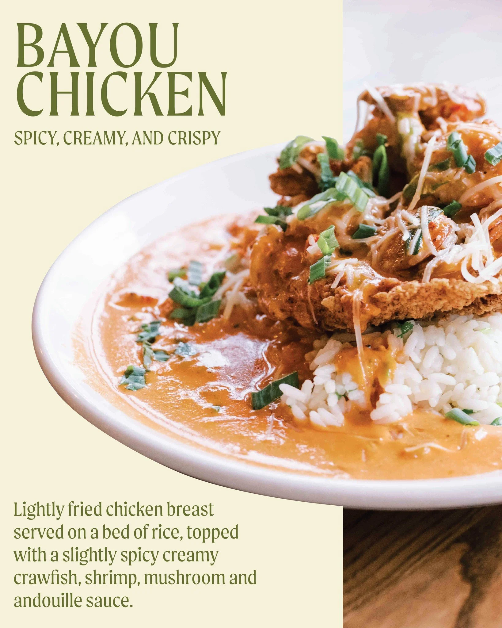Bayou Chicken, a speciality dish from Napa Flats Tulsa. Creamy, crunchy, and a little spicy, this is sure to hit the spot every time.

#napaflats #bayouchicken #eatlocaltulsa #goodmood #napaflatstulsa #favorites #bestrestauranttulsa #hitsthespot #sav