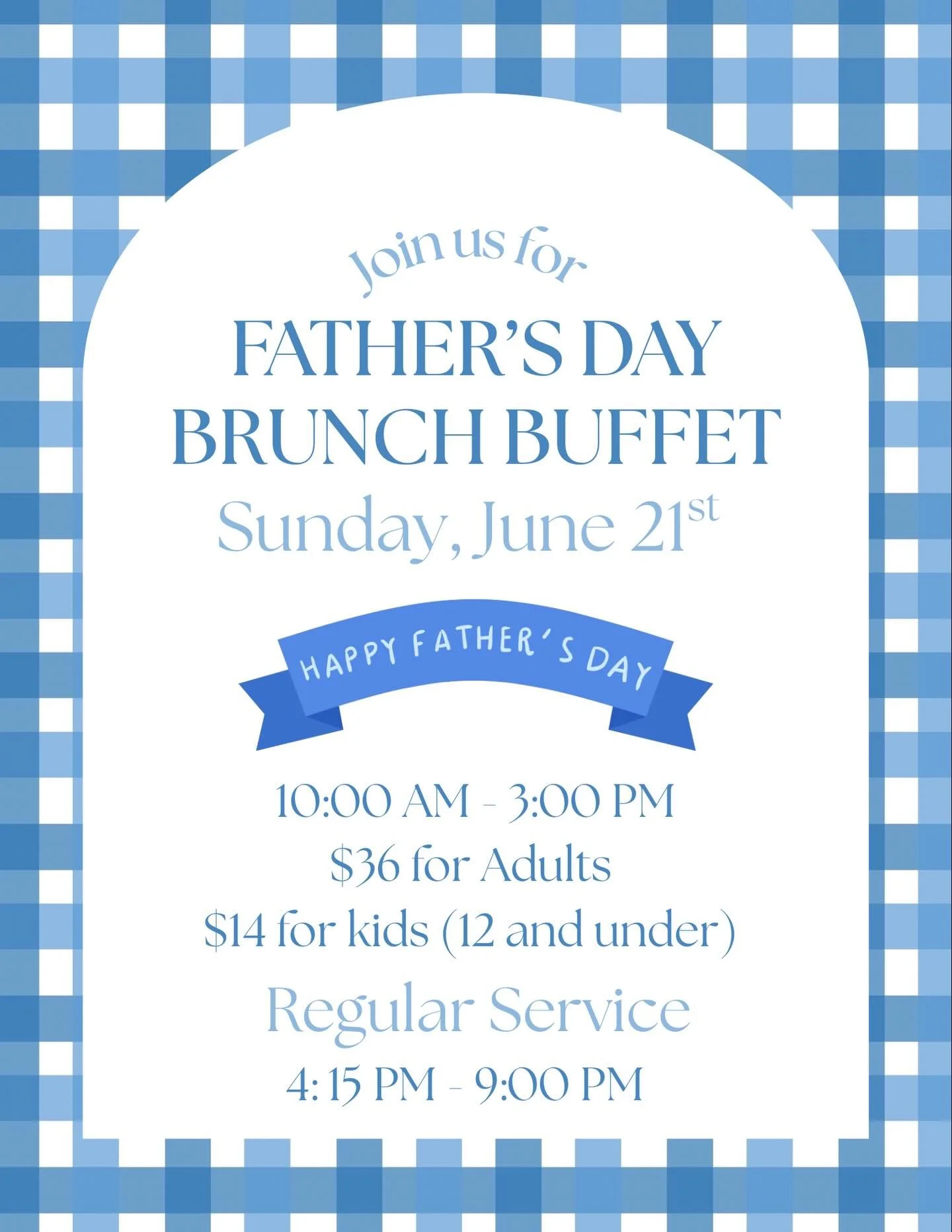 Treat dad to brunch this Father&rsquo;s Day! 

Join us Sunday, June 21st for our Father&rsquo;s Day Brunch Buffet featuring breakfast favorites, house-made specialties, fresh desserts, and more. Bring the family, grab a plate (or three), and celebrat