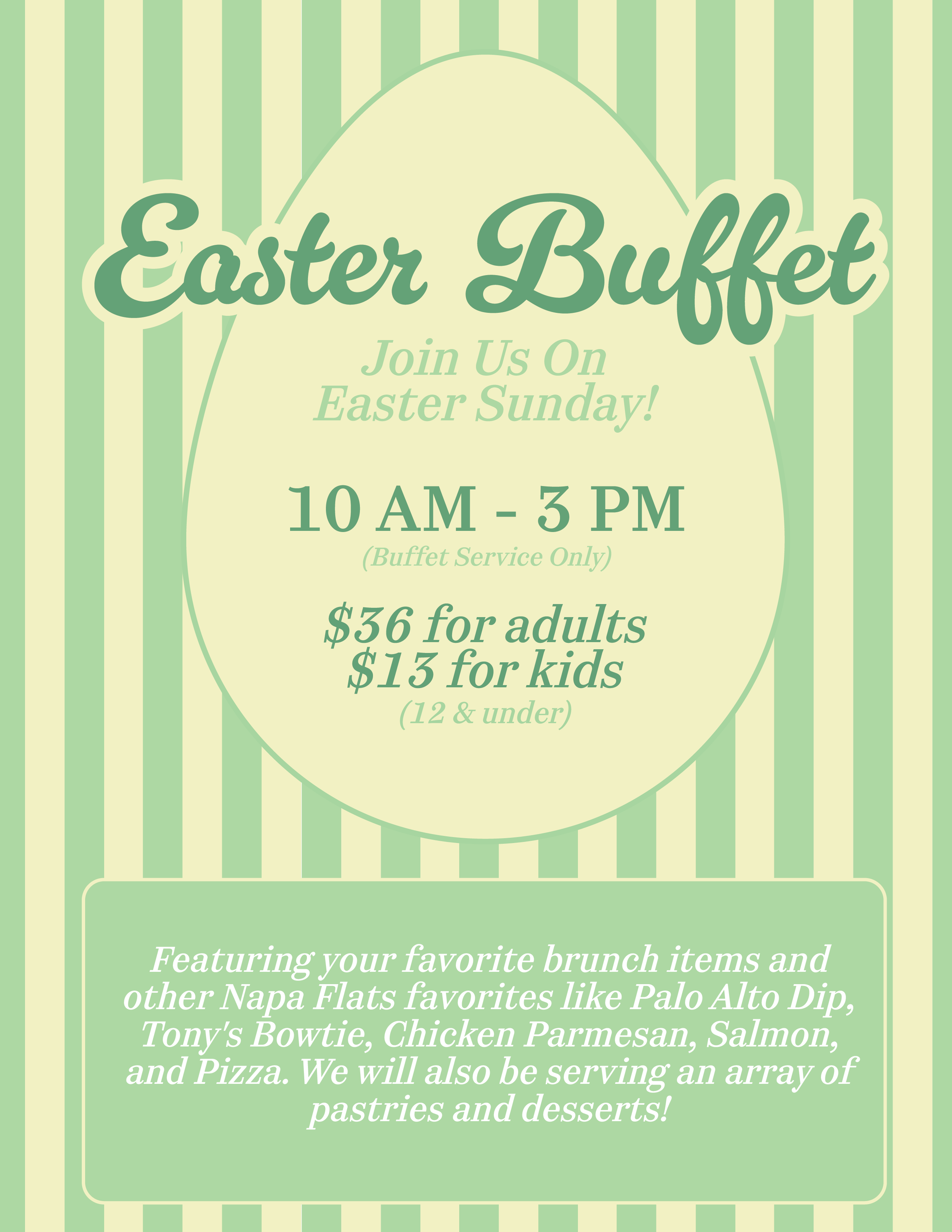 34456 Napa Flats Design- 22"Wx33"H Easter Buffet Special A-Frame