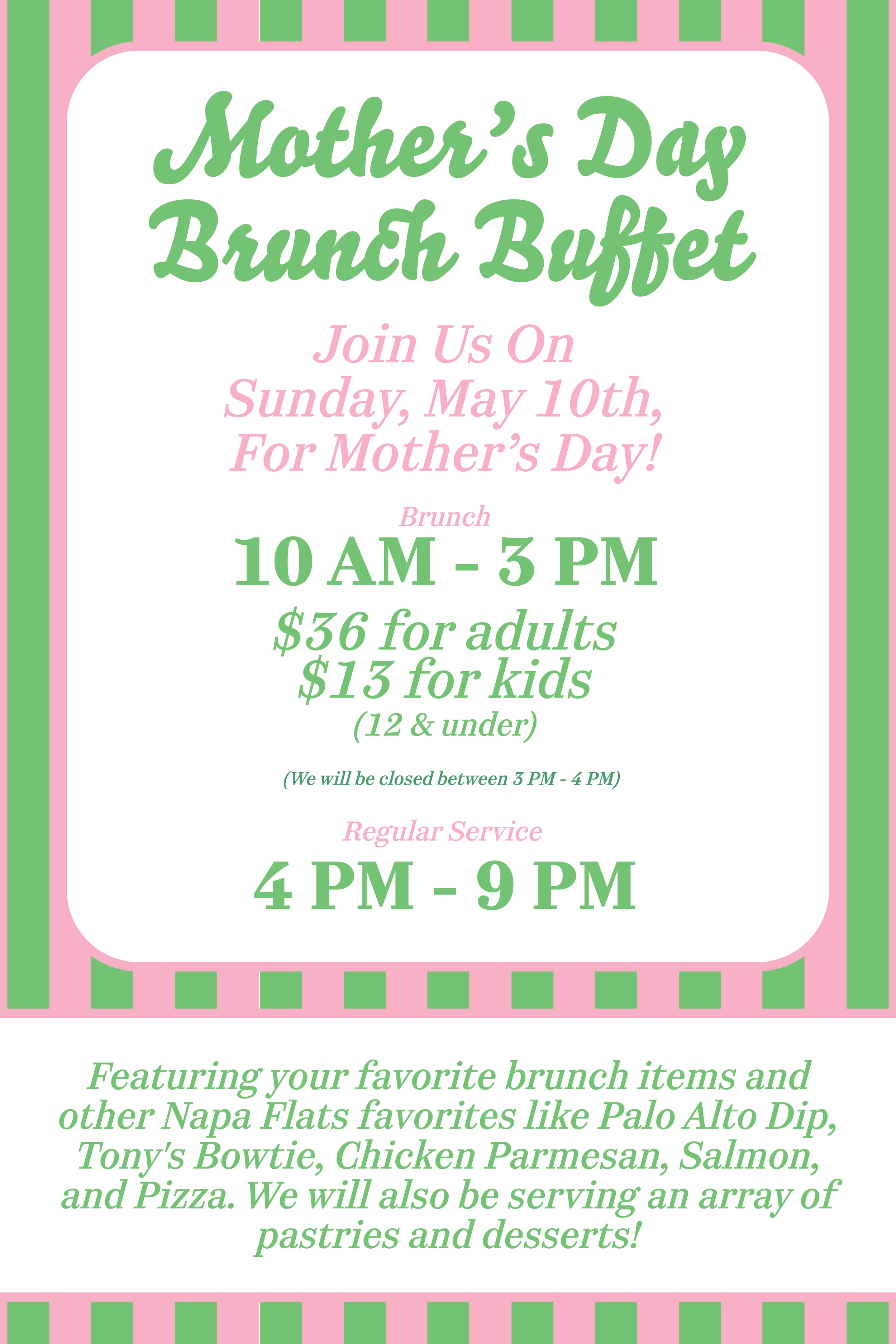 34609 Napa Flats Design - Mothers Day Bufftet A-Frame Poster