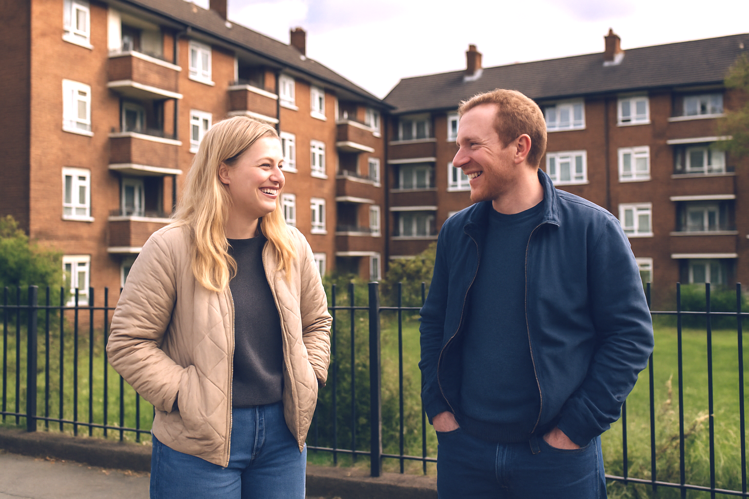 Two people chatting in the community