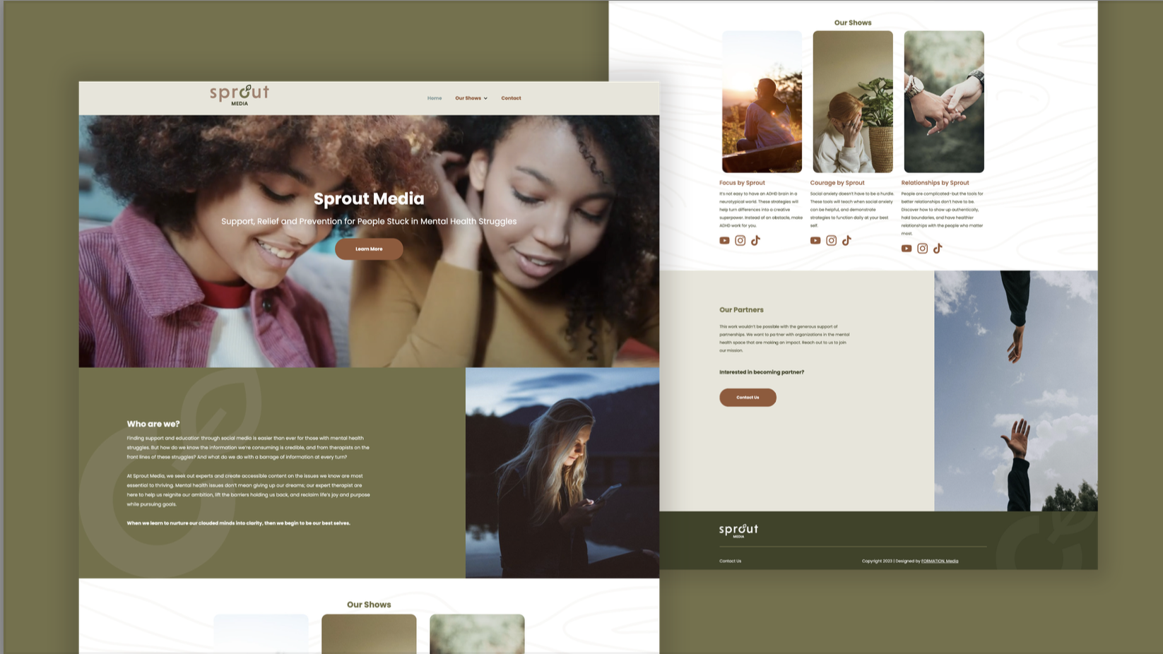 Website layout for media group