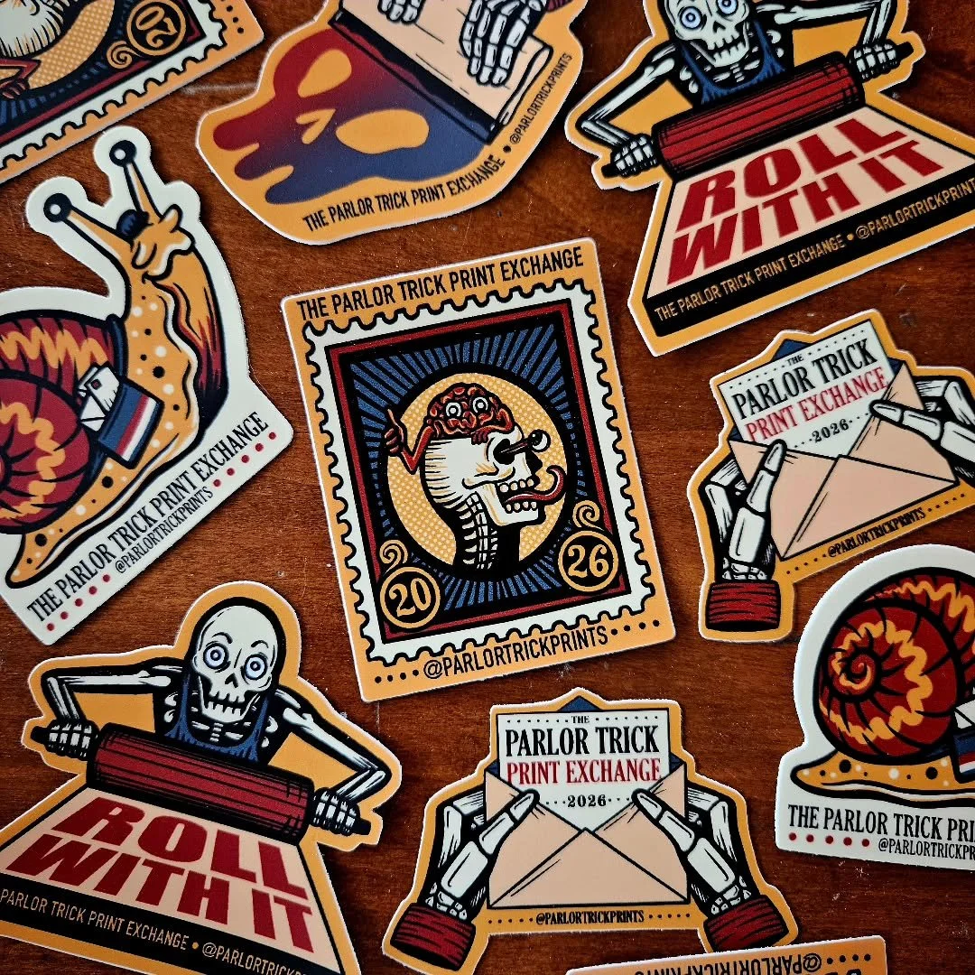 Calling all printmakers! The Parlor Trick Print Exchange is looking for 75 printmakers in the United States to join us this year. 
.
The $10 Entry fee includes:
&bull; all shipping and postage fees included
&bull; 10 original prints from participatin
