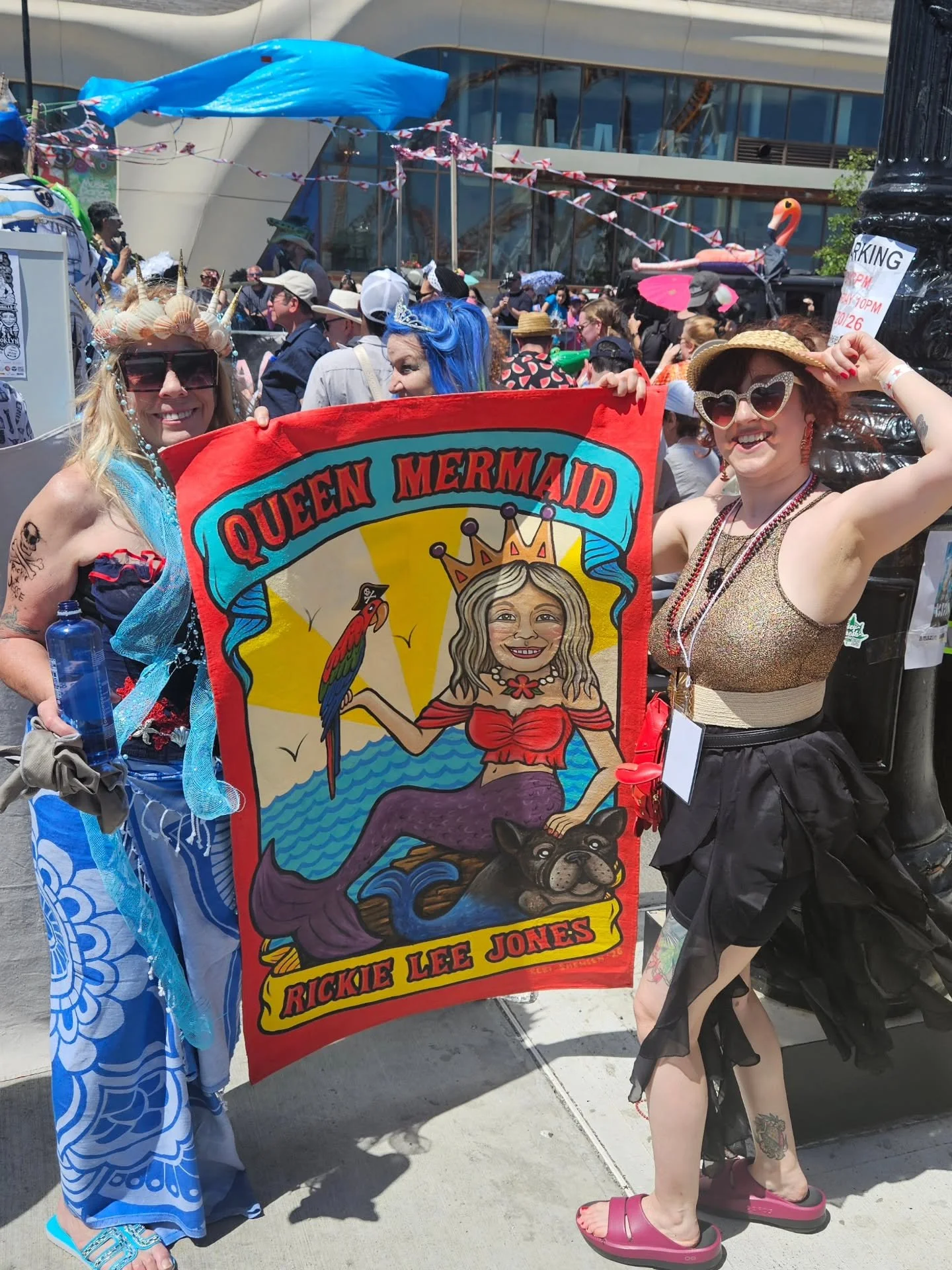 More pics from the 44th Annual @mermaidparade! I was so excited to create the royalty banners for @jesse_malin and @rickieleejones_ this year.  I feel so lucky I had to opportunity to meet Rickie Lee. She was incredibly kind and a lovely Queen. Very 