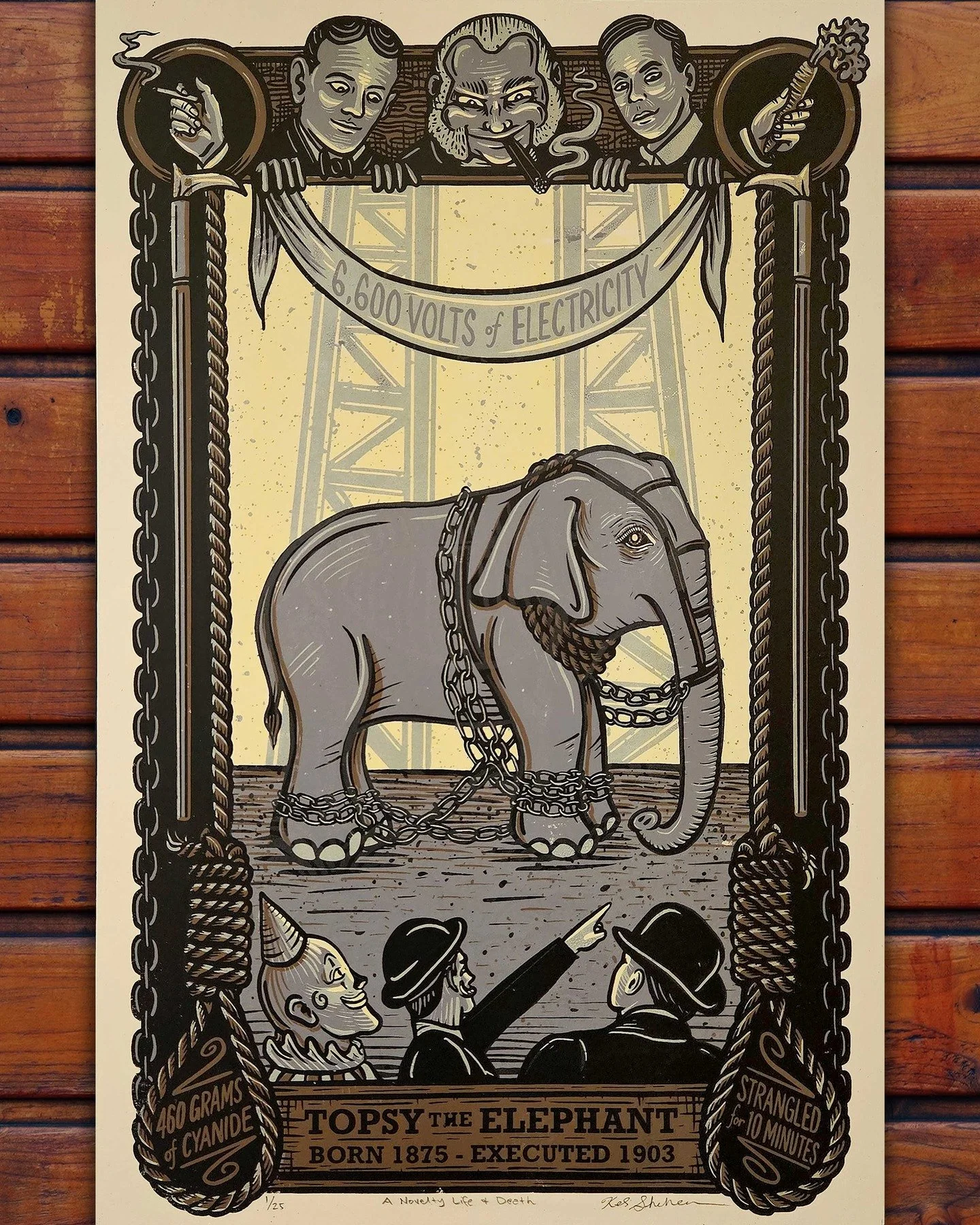 Last year I helped organize a group art show about Animals throughout Coney Island's history at @coney.island.usa I chose to create a screen printed UV light box of Topsy the Elephant, the tragic circus performer who was held captive against her will