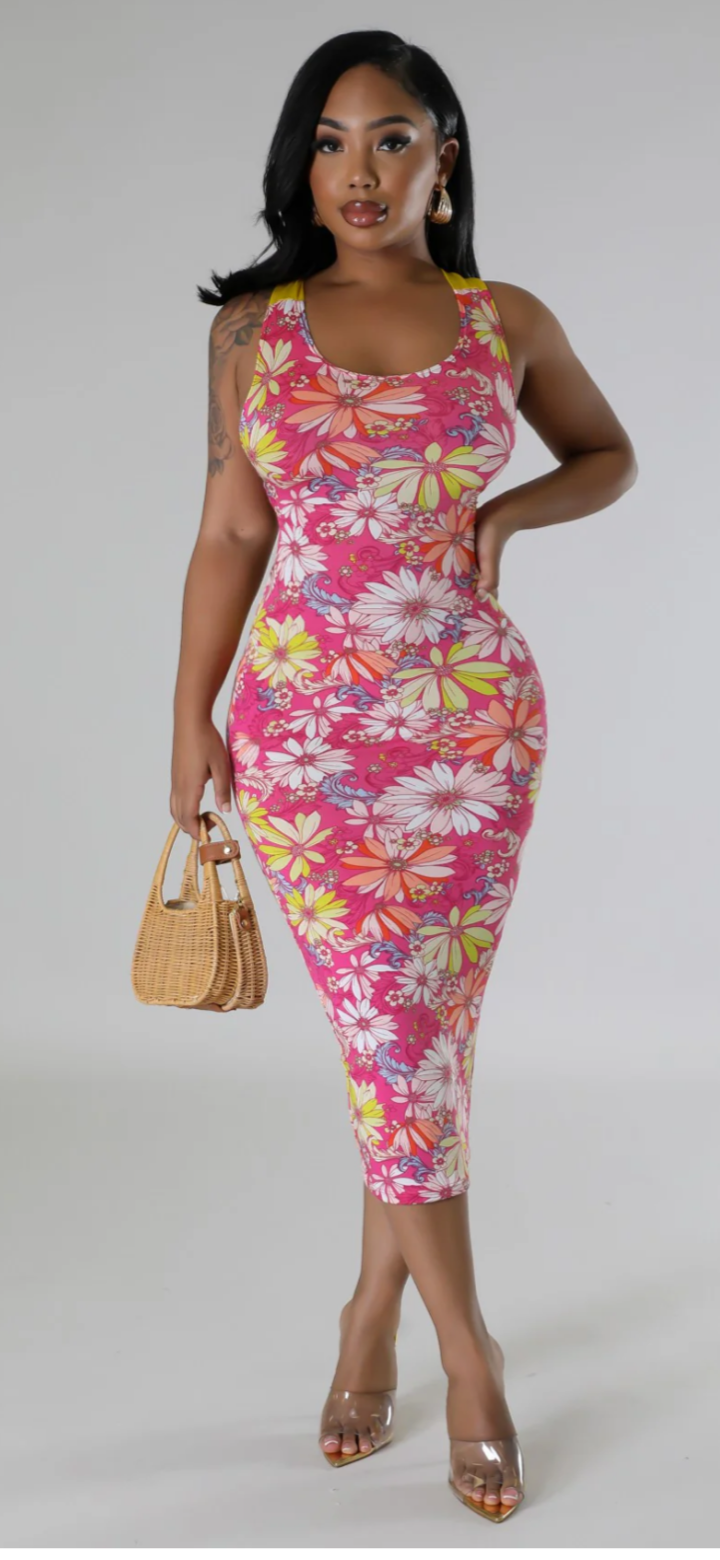 Pink Flower  Queen Dress