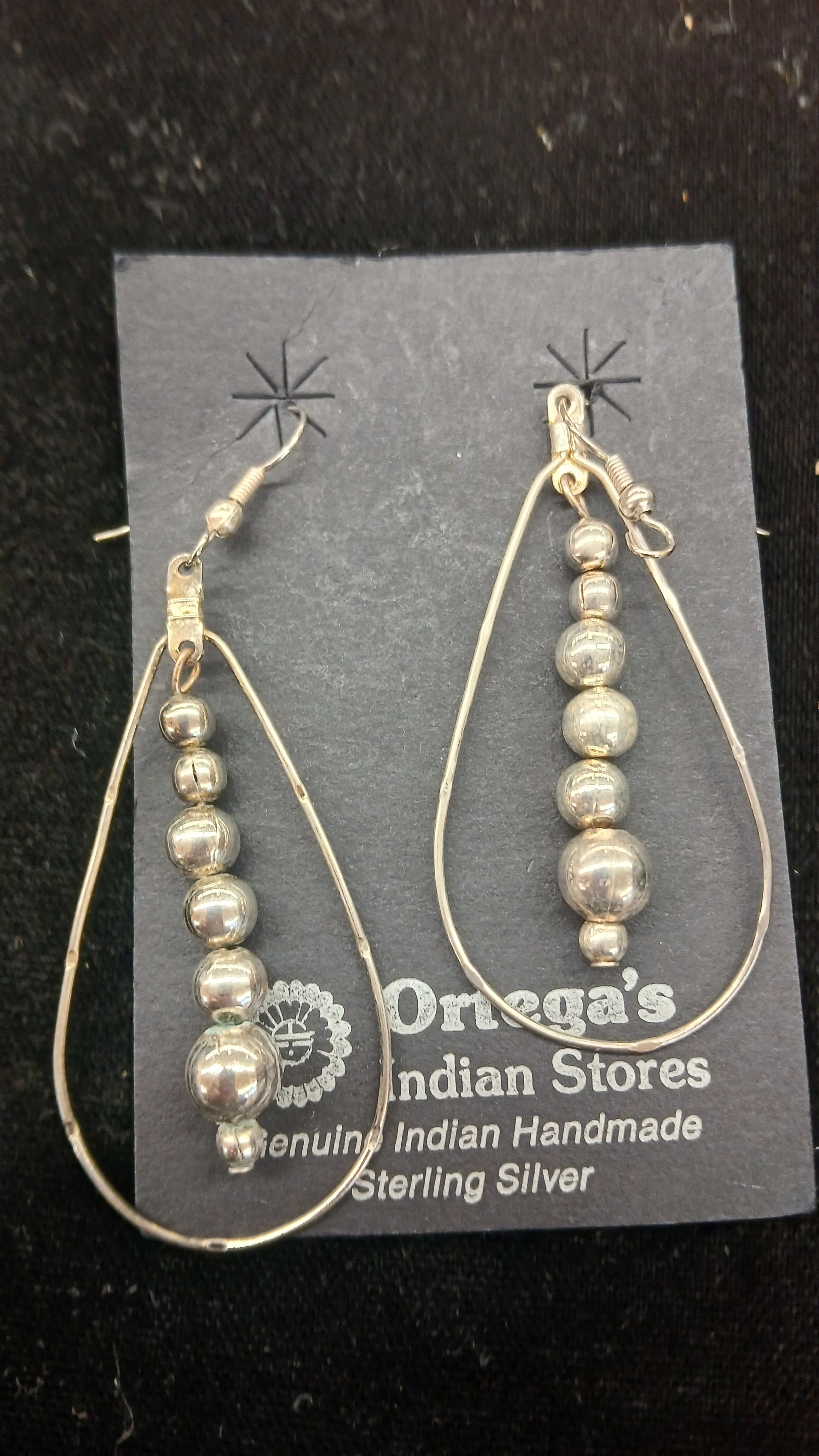 Silver Beaded Teardrop Earrings