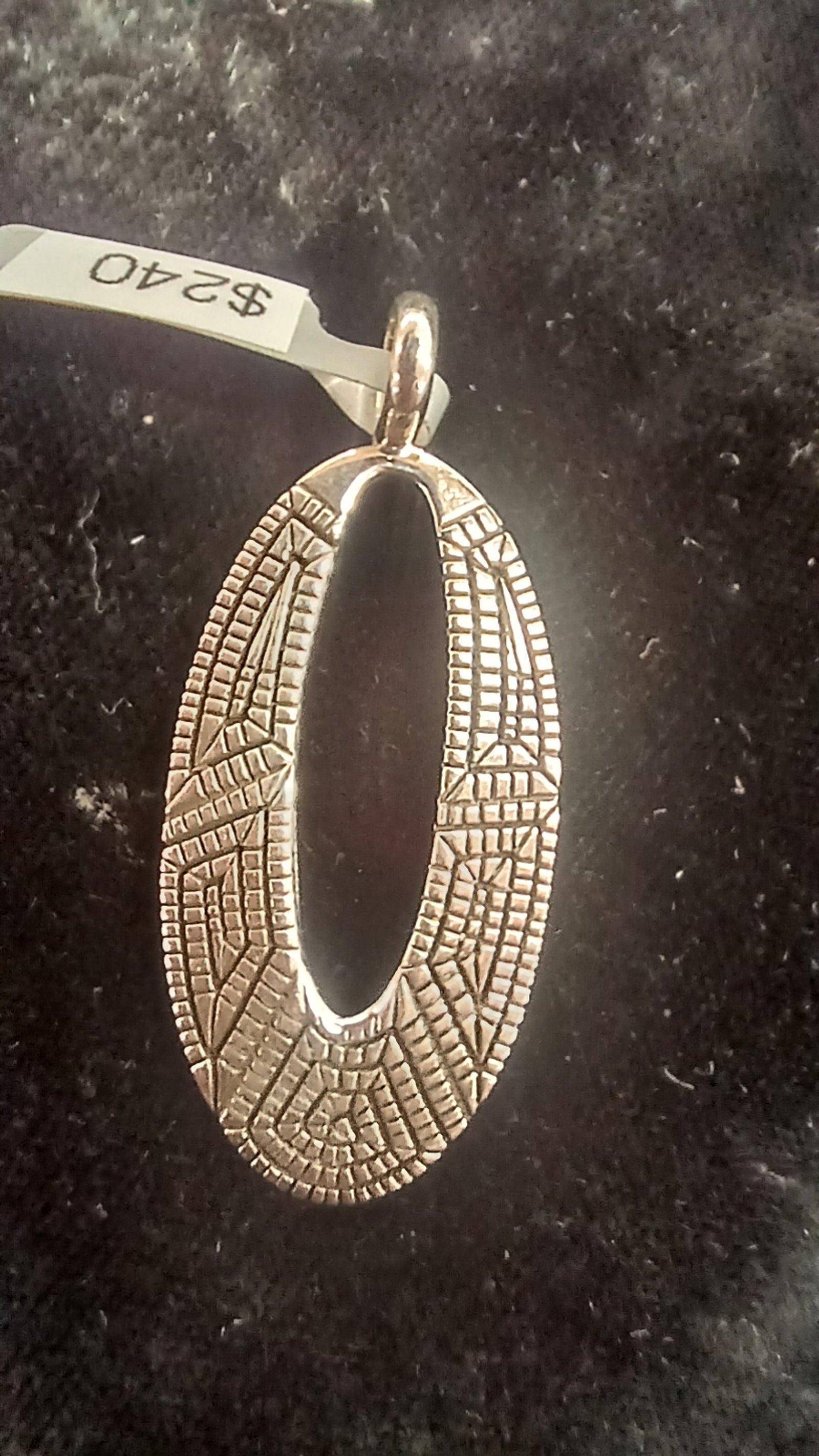 Sterling Silver Oval Pendant detailed and stamped