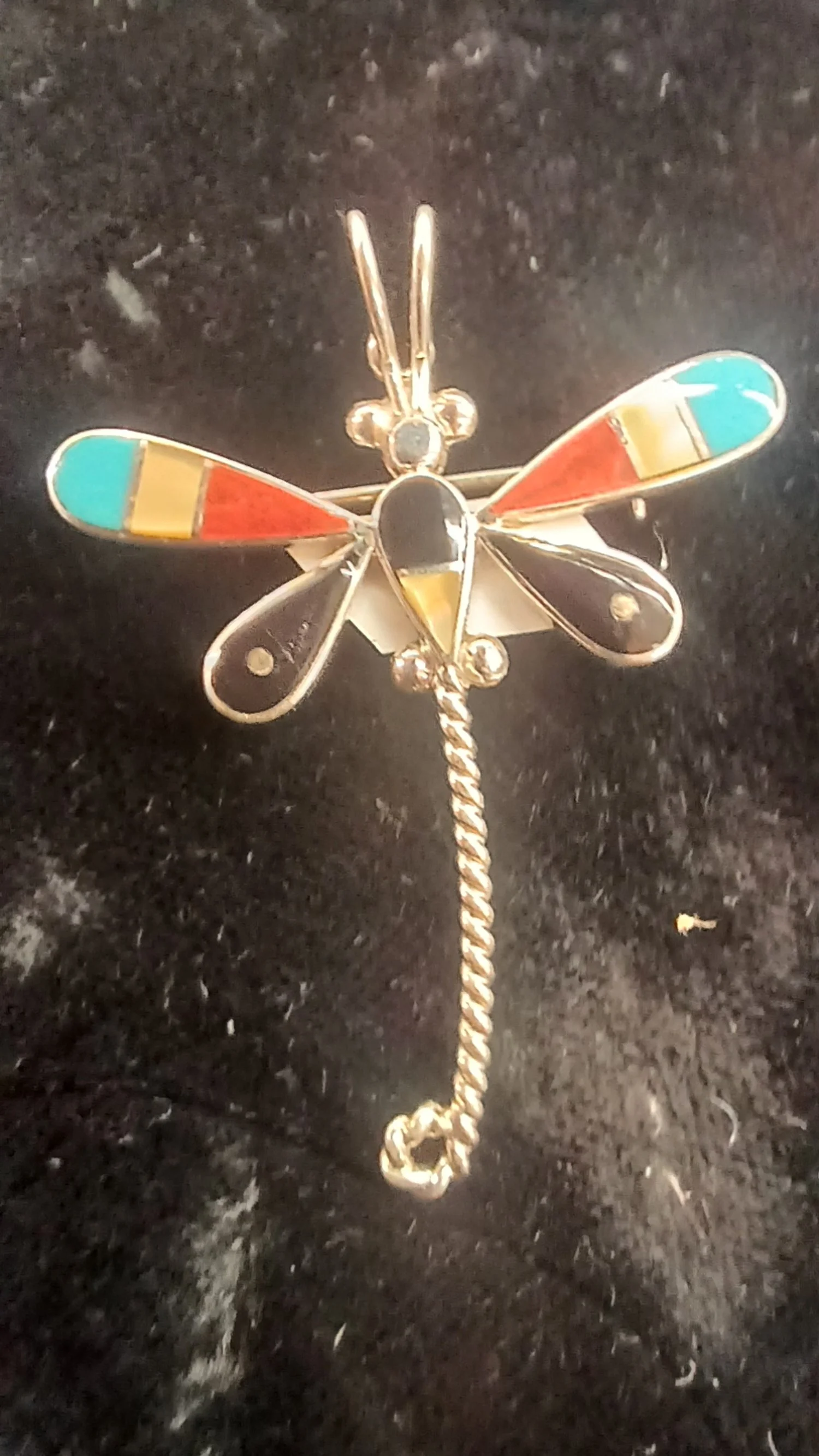 Pendant and Pin  DragonFly inlay in Silver
