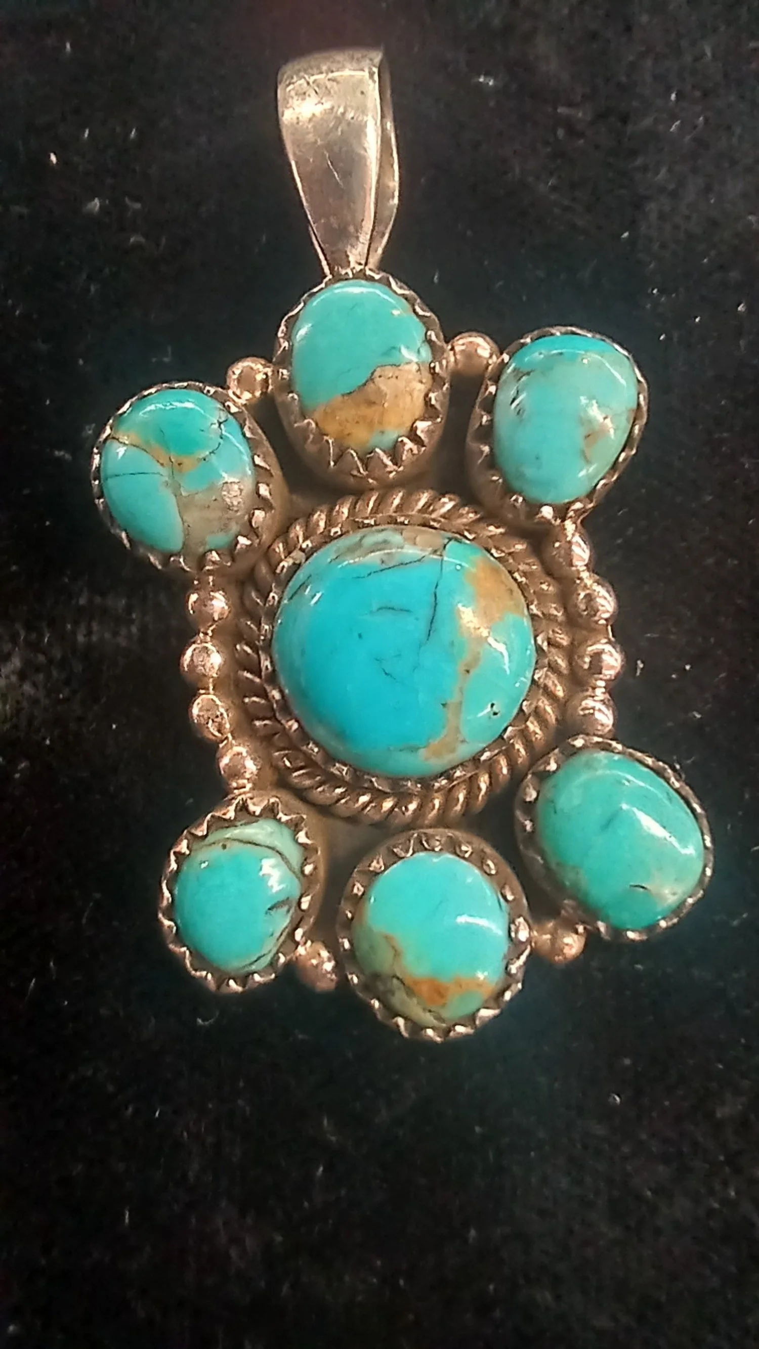 Pendant Turquoise 7 Stones and silver