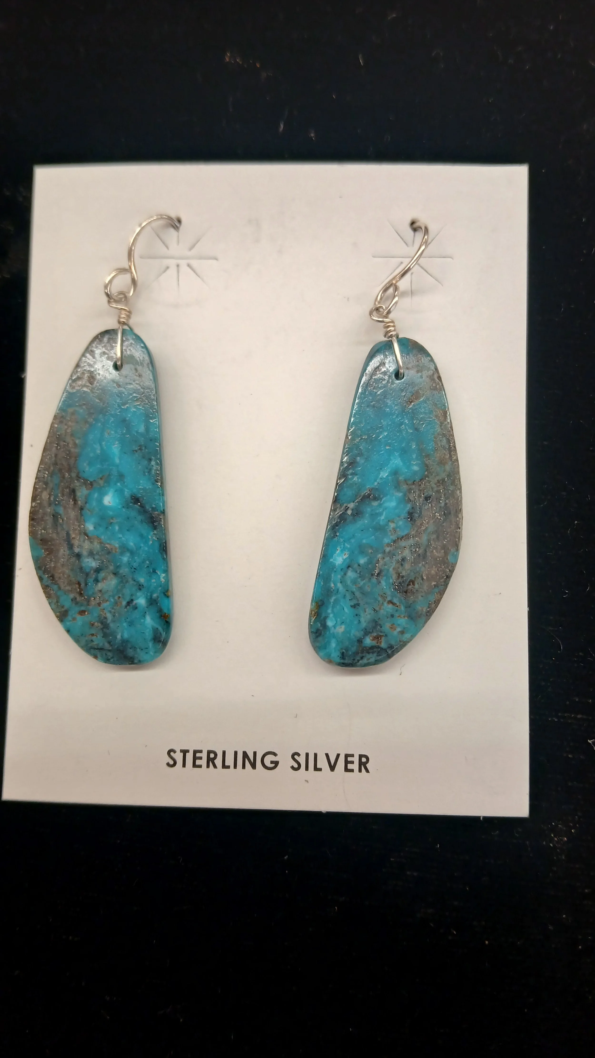 Santos Domingo Earrings Turquoise and Silver Dangle Teardrop Shaped