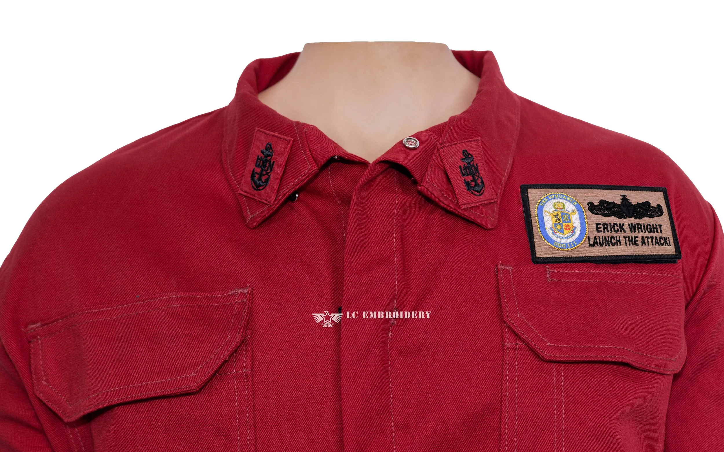 Size 46 Red Bulwark Coverall, Collar Device and 2 × 4 (Soft) Velcro