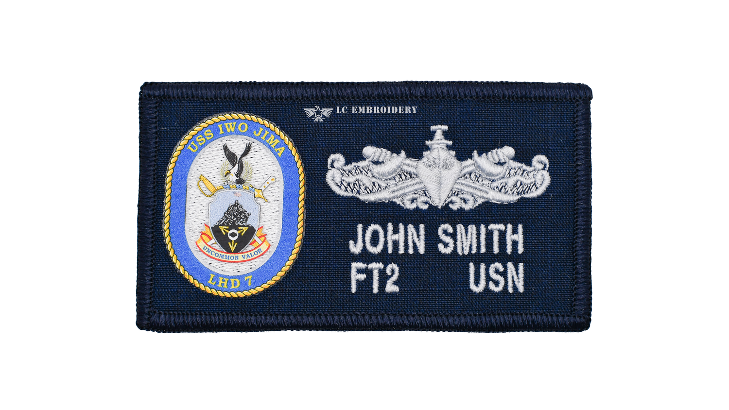 USS IWO JIMA LHD 7 ミリタリーワッペン 2枚セット 97.- USS IWO JIMA LHD 7- 2POC E6 AND BELOW — LC EMBROIDERY & CLEANERS