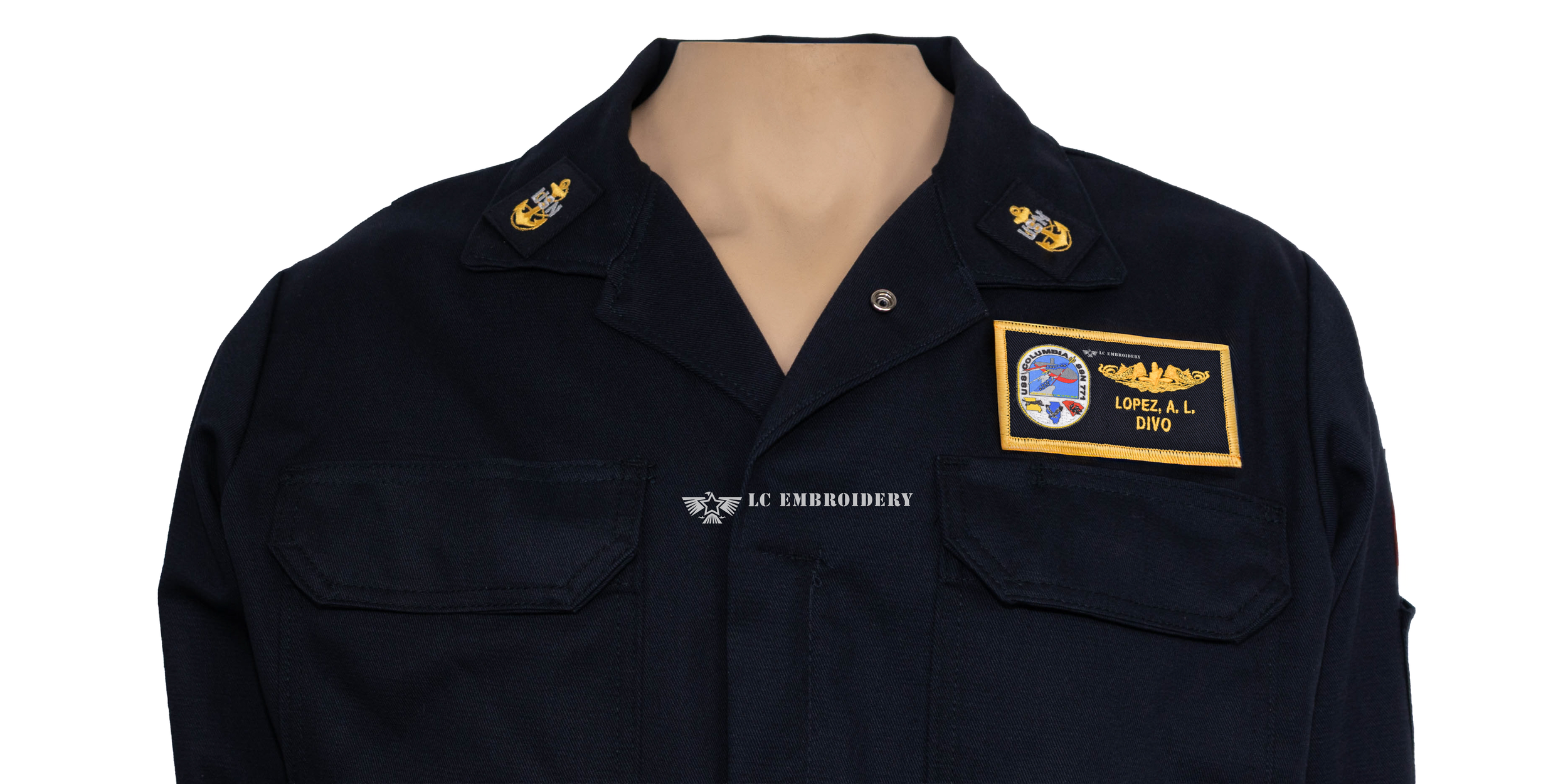 LARGE Navy Blue Bulwark Coverall- Collar Device 2 x 4 (Soft) Velcro
