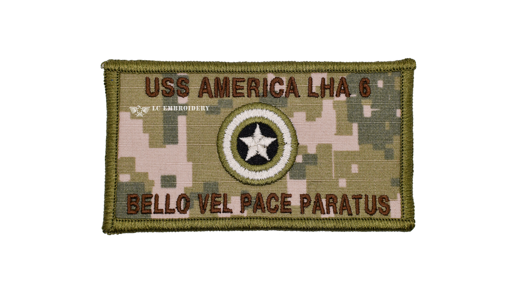 実物 USSS 現行パッチ 122.- USS AMERICA LHA 6 — LC EMBROIDERY & CLEANERS