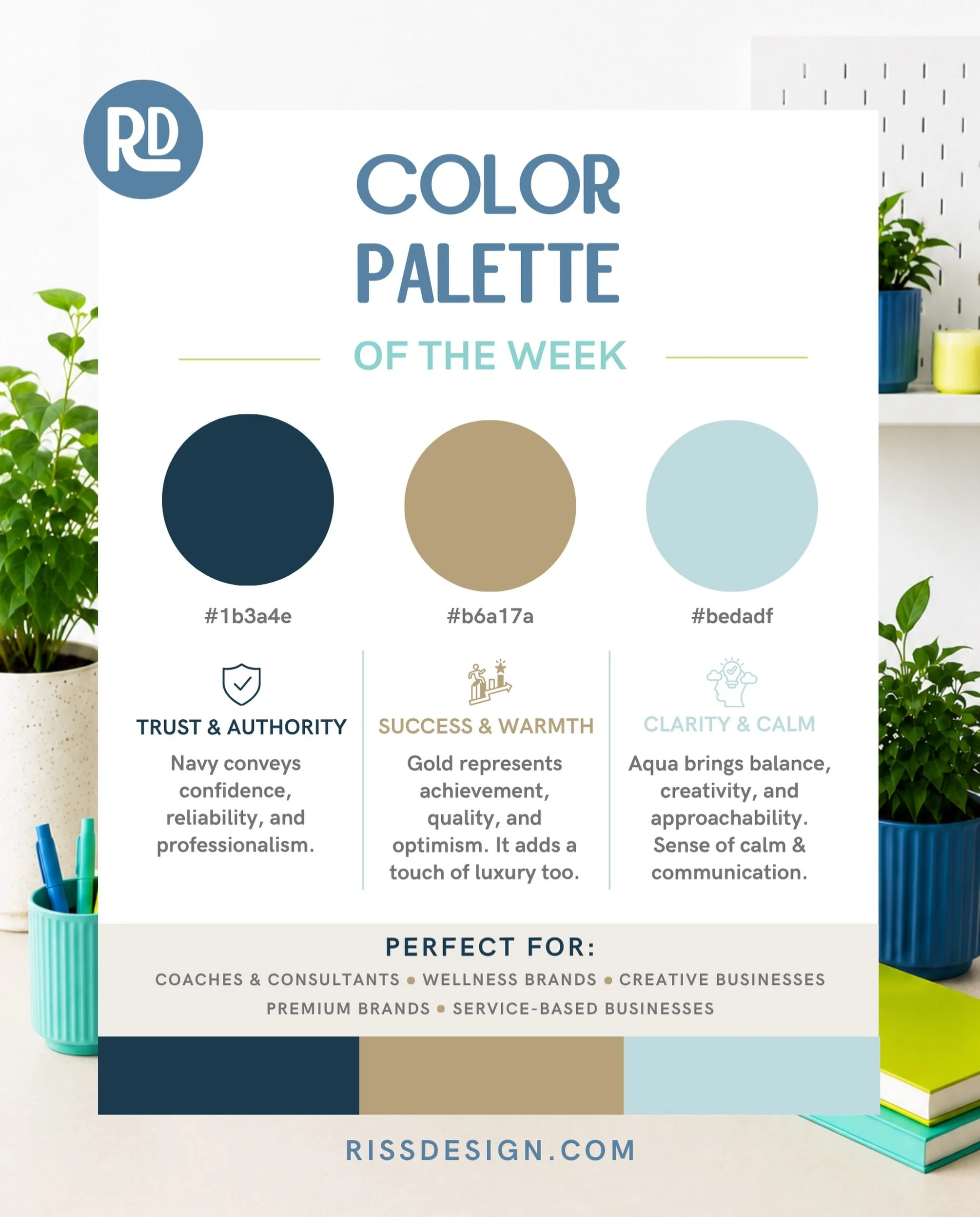 Color palette of the week: Coastal Luxe ✨🩵

#colorpalette #paletteoftheweek #brandcolorinspiration #smallbusinessbranding #branddesign