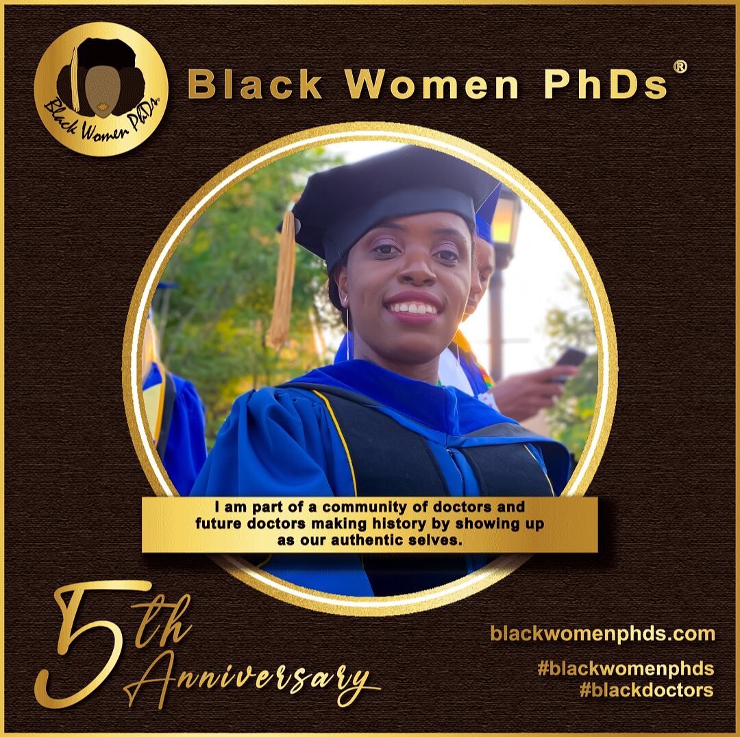 @blackwomenphds turns 5. Celebrate this amazing community of women!!! There are so few of us. @blackwomenphds helped me feel less isolated and meet other amazing Black women pursuing (who pursued) higher ed.

#blackwomenphds #blackdoctors #bwphdsturn