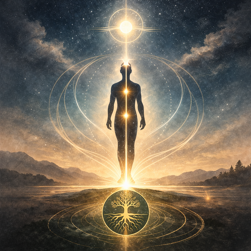 Vertical alignment between heaven and earth in Qigong Central Channel practice